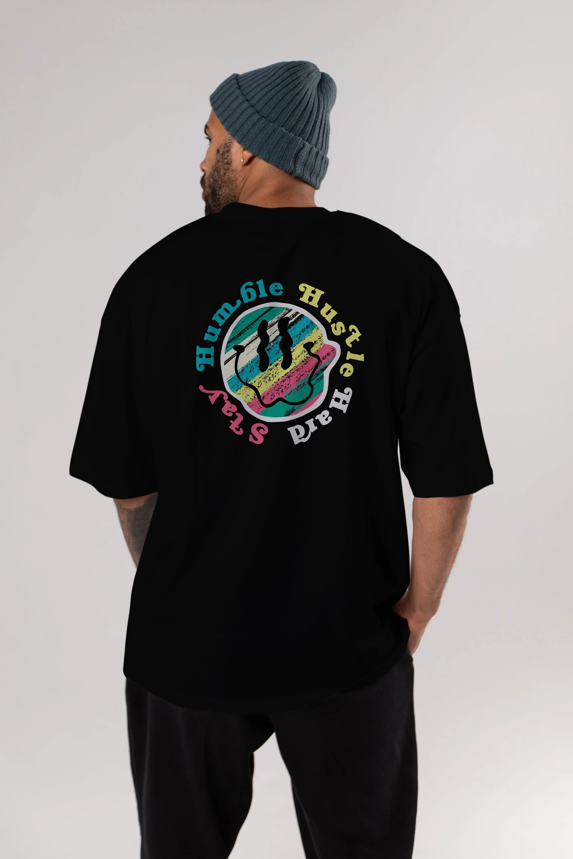 Stay Humble 2 Arka Baskılı Oversize t-shirt Erkek Kadın Unisex
