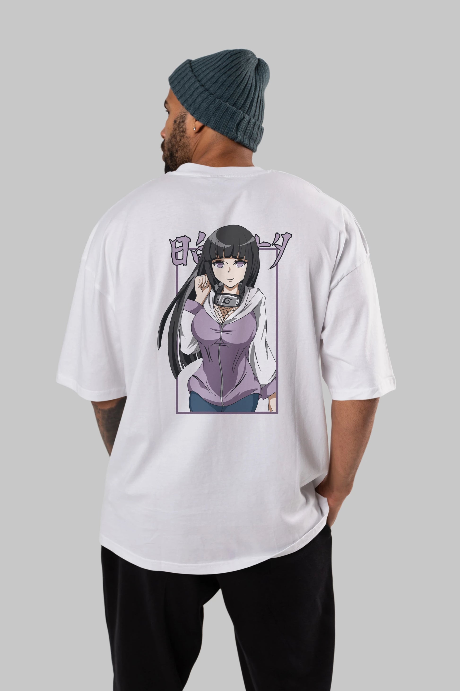 Hinata NARUTO Anime Arka Baskılı Oversize t-shirt Erkek Kadın Unisex