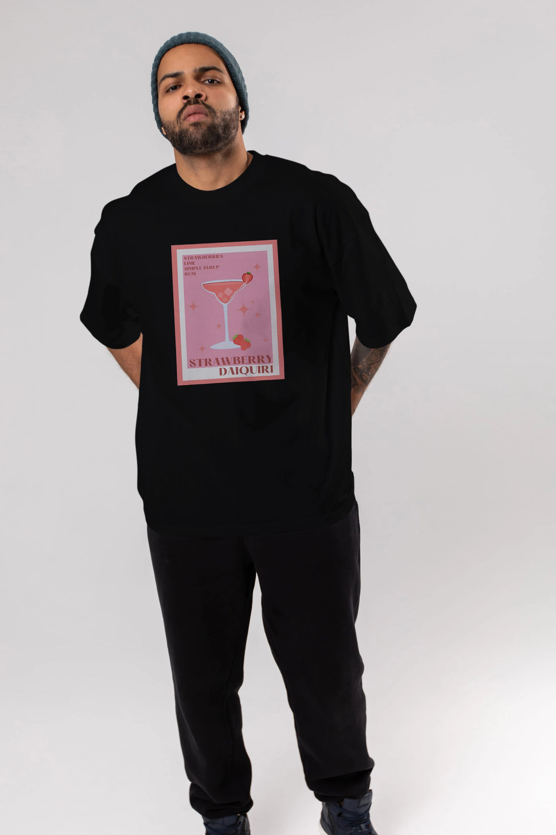 Strawberry Daiquiri Ön Baskılı Oversize t-shirt Erkek Kadın Unisex %100 Pamuk Bisiklet Yaka tişort