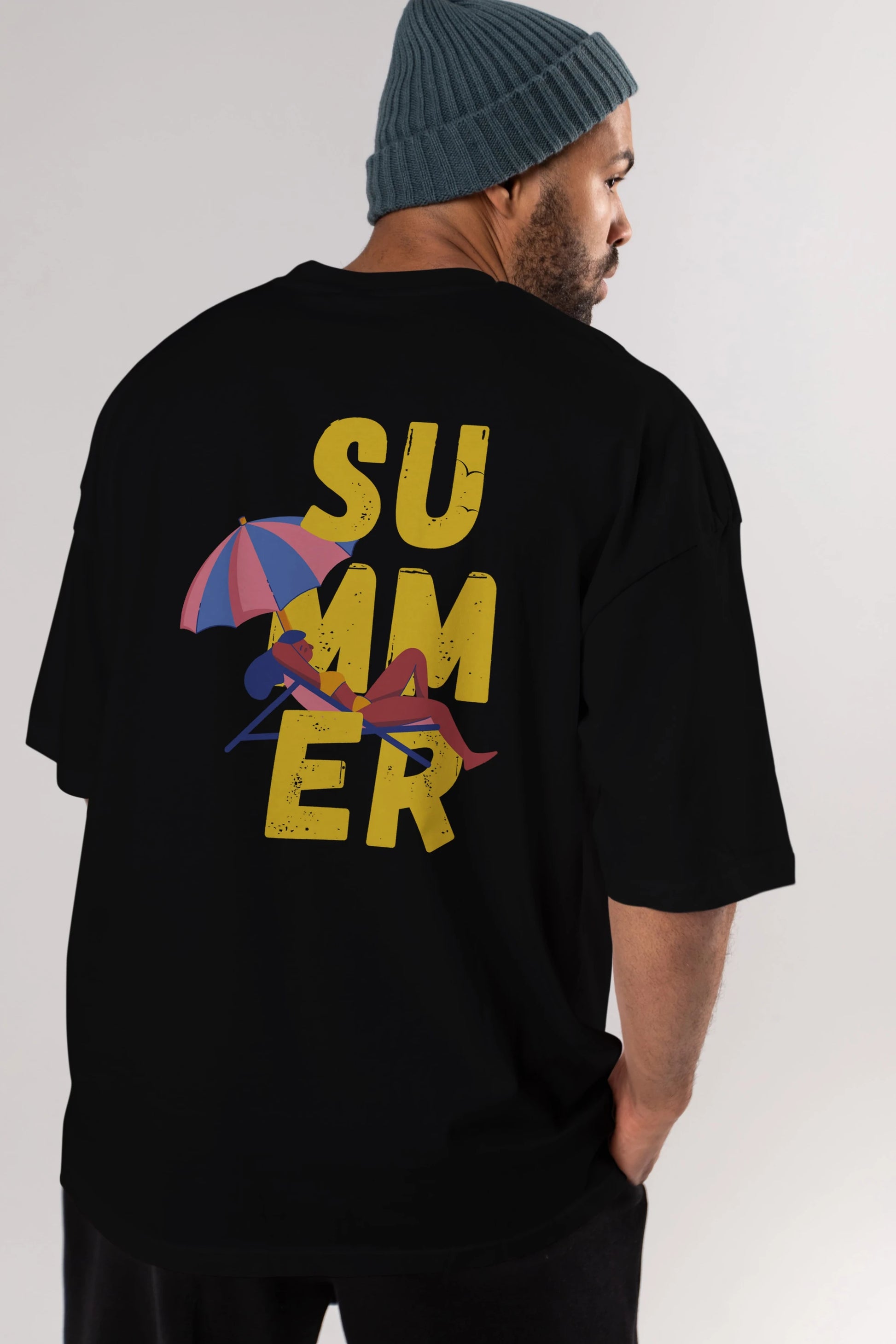 Summer Yazılı Arka Baskılı Oversize t-shirt Erkek Kadın Unisex