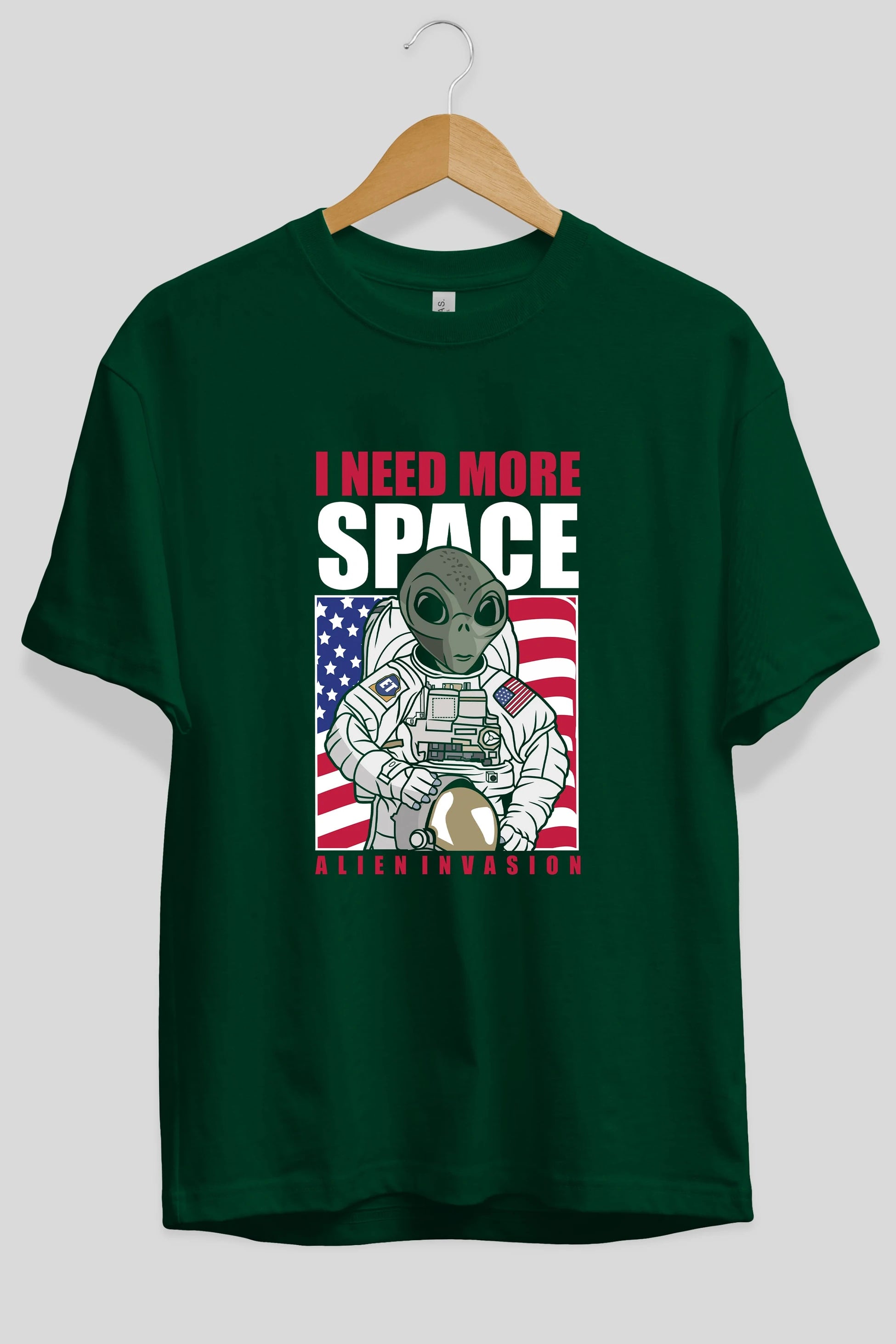 Alien Astronaut Ön Baskılı Oversize t-shirt Erkek Kadın Unisex %100 Pamuk tişort