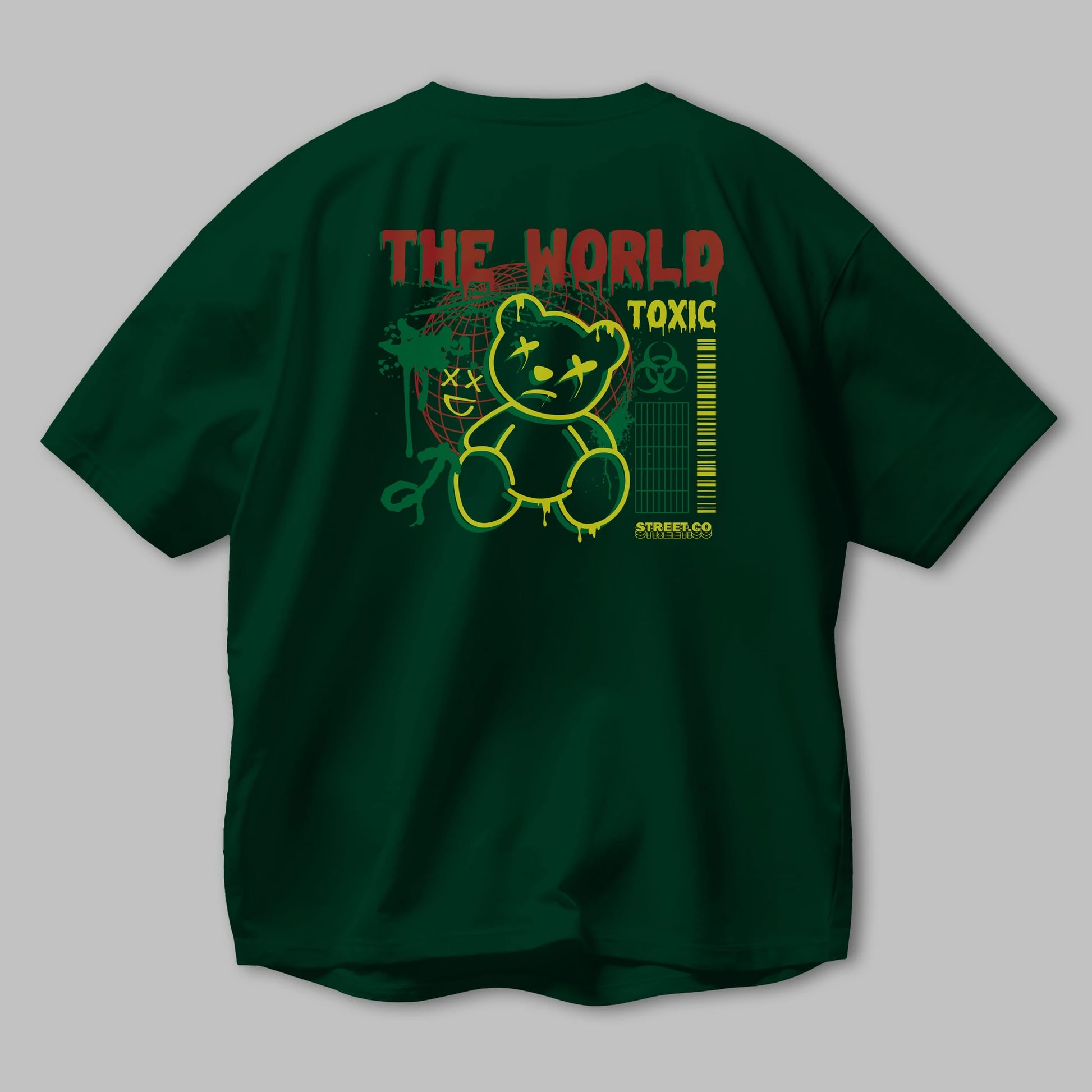 The World Toxic Bear Arka Baskılı Oversize t-shirt Erkek Kadın Unisex