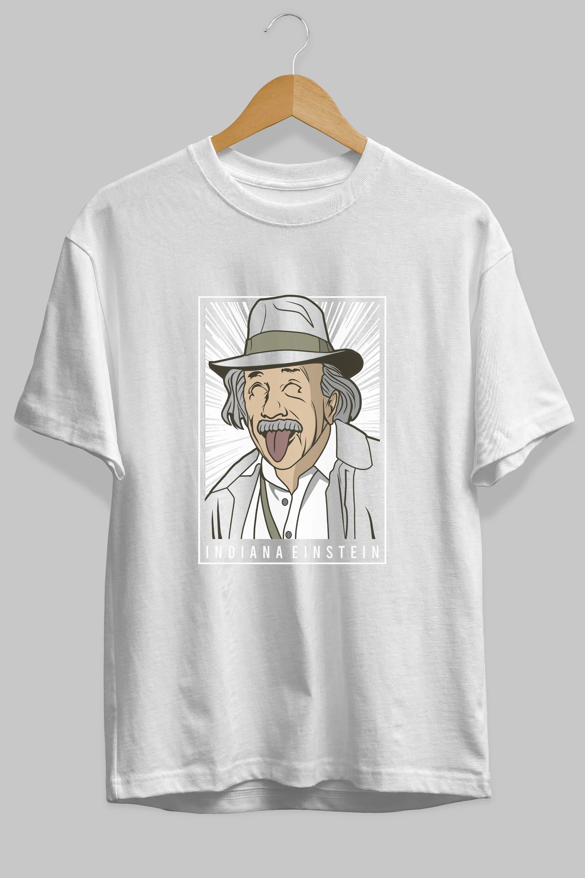 Indiana Jones Einstein Ön Baskılı Oversize t-shirt Erkek Kadın Unisex %100 Pamuk tişort