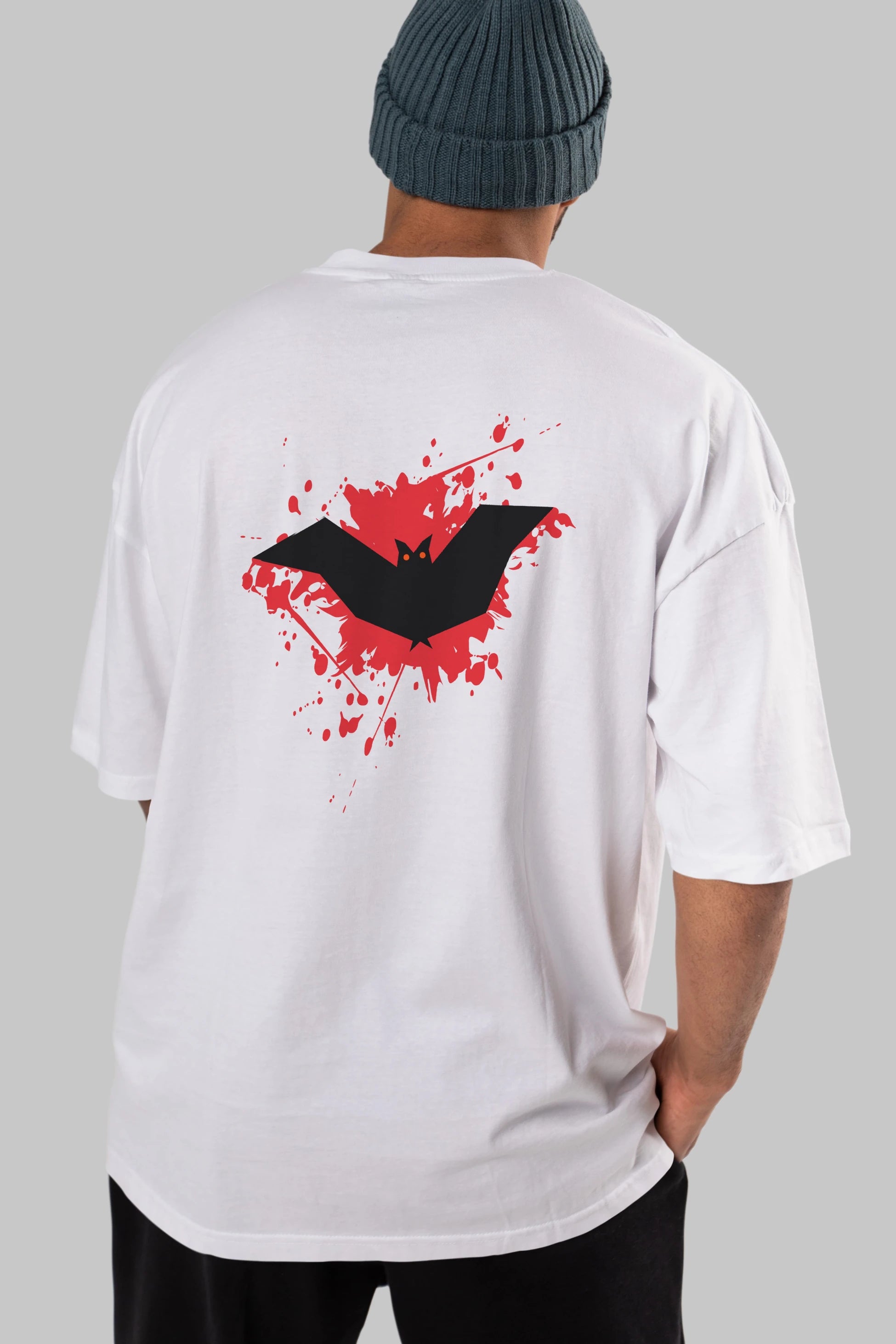 Halloween Arka Baskılı Oversize t-shirt Erkek Kadın Unisex