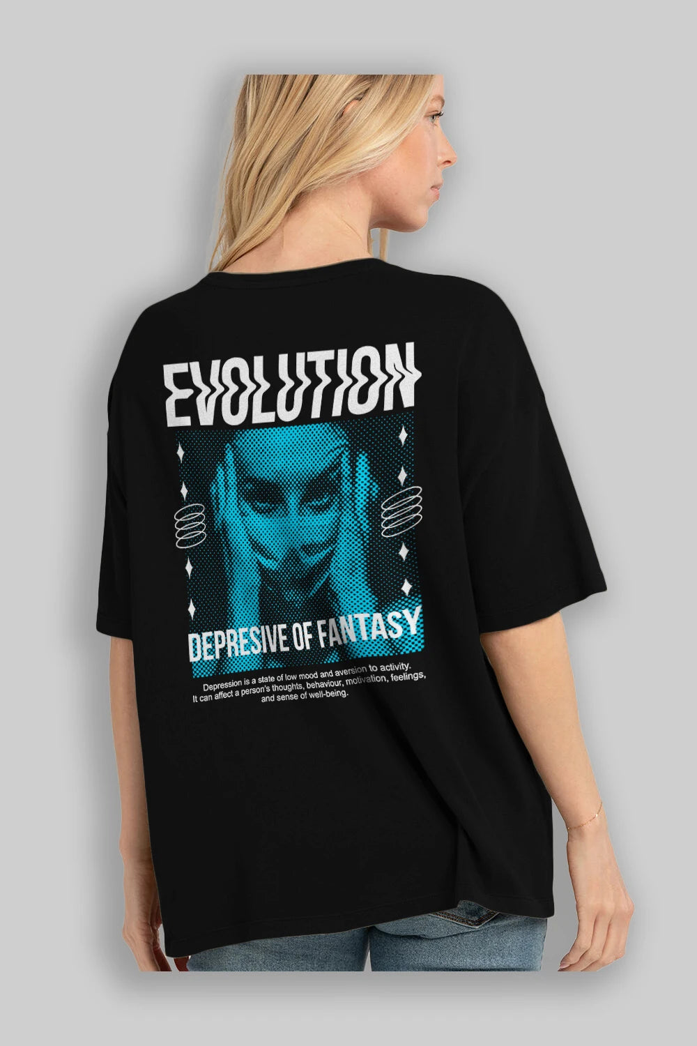 Evolution Arka Baskılı Oversize t-shirt Erkek Kadın Unisex