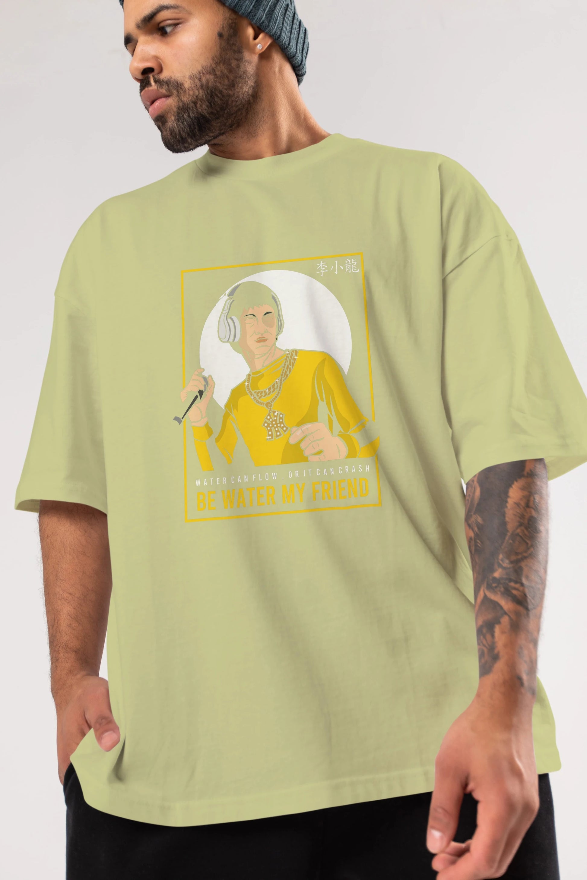 Bruce Lee Rapper Ön Baskılı Oversize t-shirt Erkek Kadın Unisex %100 Pamuk tişort