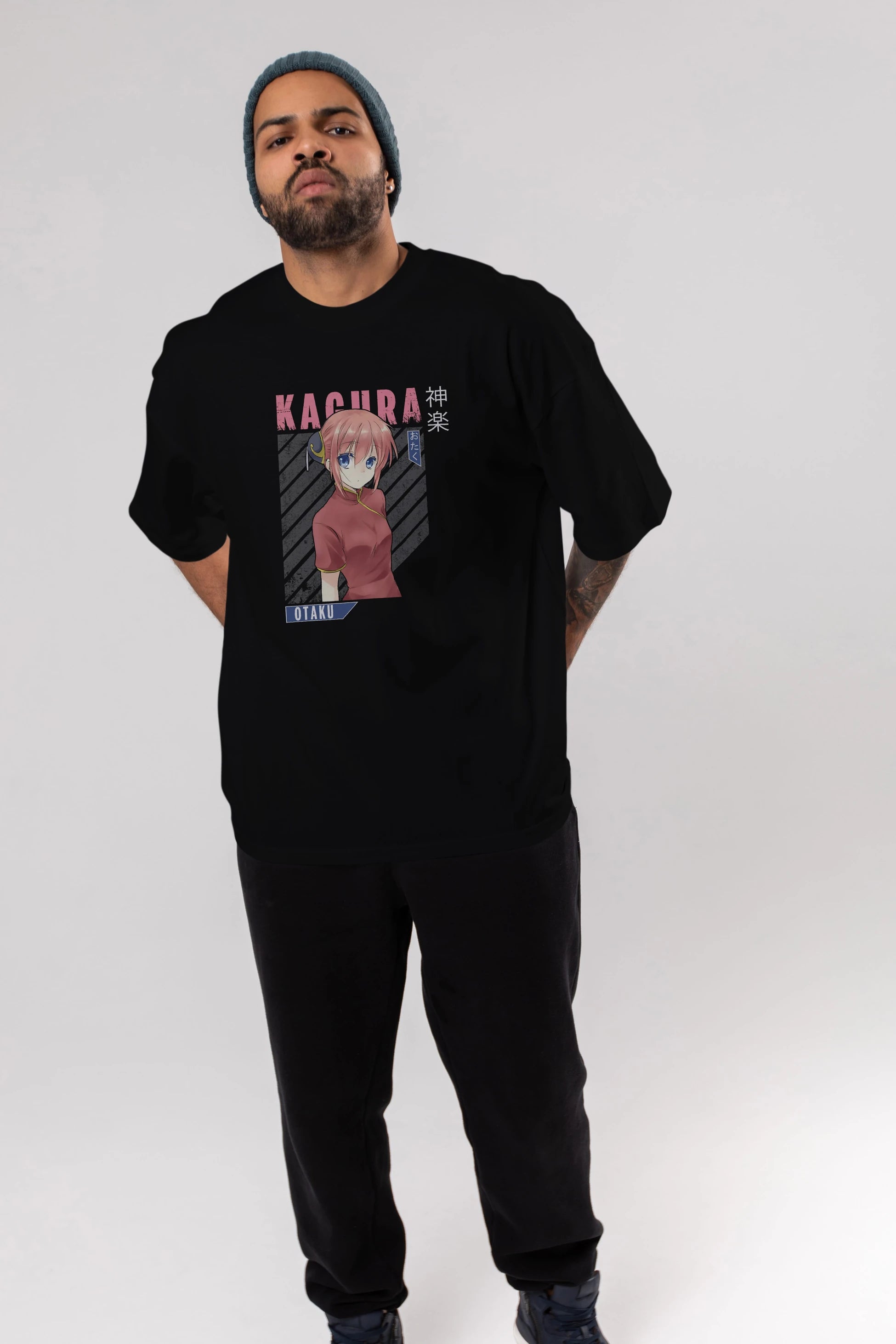 Kagura GINTAMA Anime Ön Baskılı Oversize t-shirt %100 pamuk Erkek Kadın Unisex