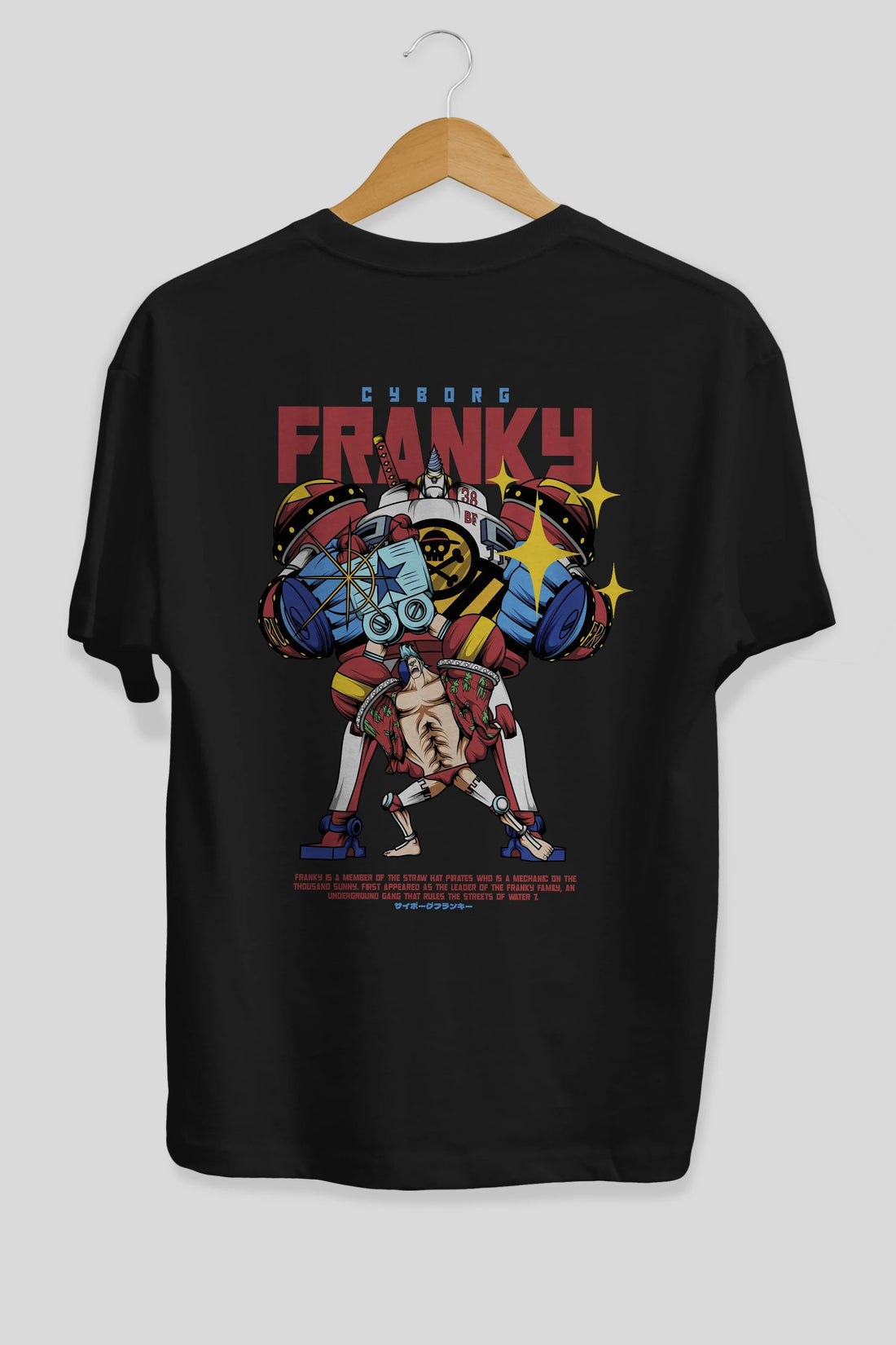 Cyborg Franky Anime Arka Baskılı Oversize t-shirt Erkek Kadın Unisex