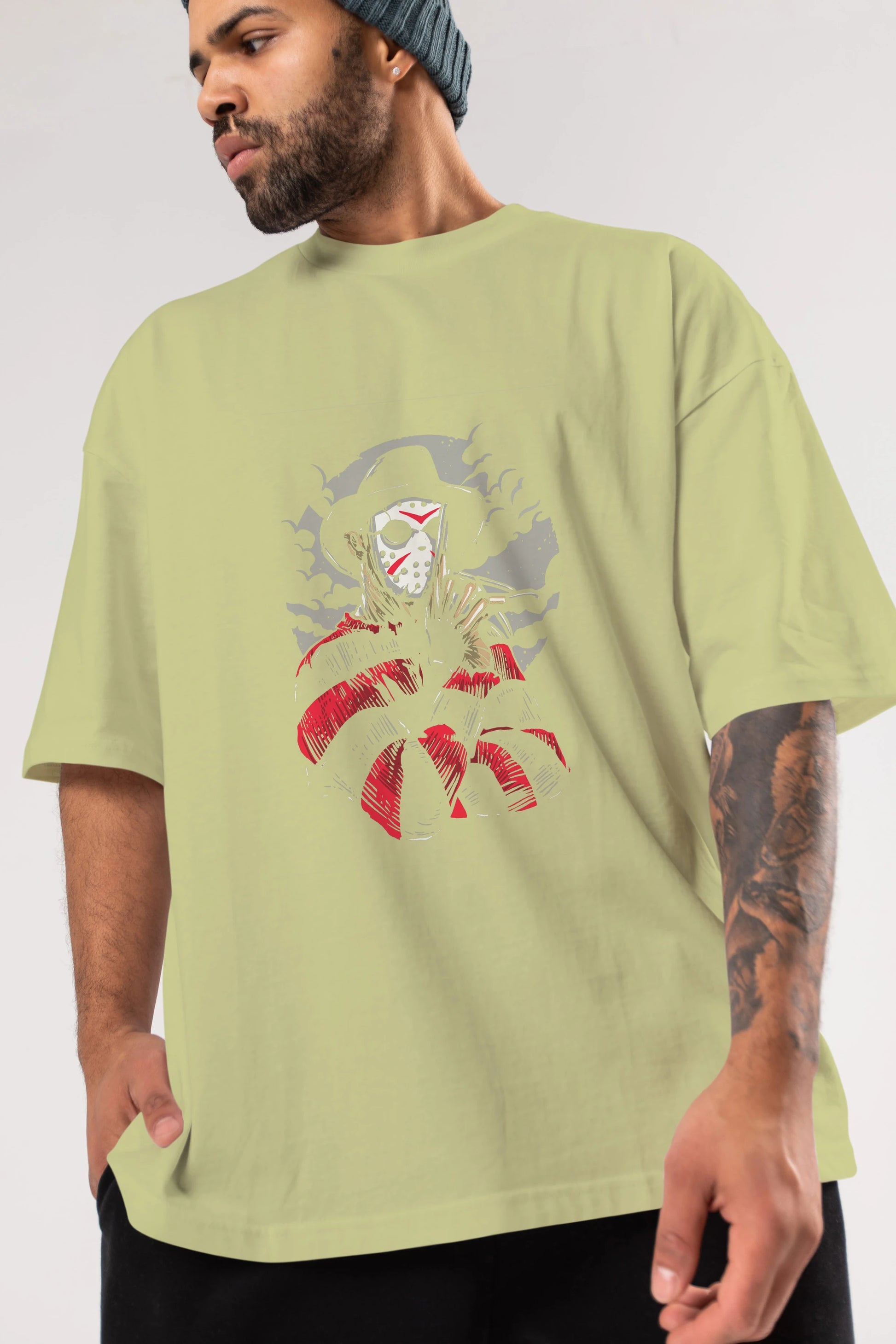 Freddy VS Jason (2) Ön Baskılı Oversize t-shirt Erkek Kadın Unisex %100 Pamuk tişort