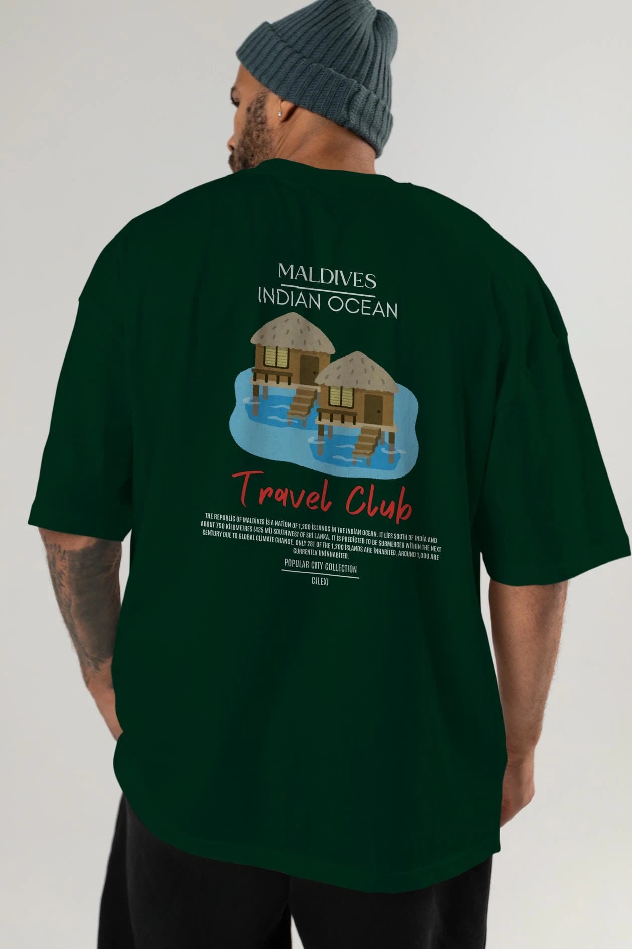 Maldives İndian Ocean Arka Baskılı Oversize t-shirt Erkek Kadın Pamuk Bisiklet Yaka tişort