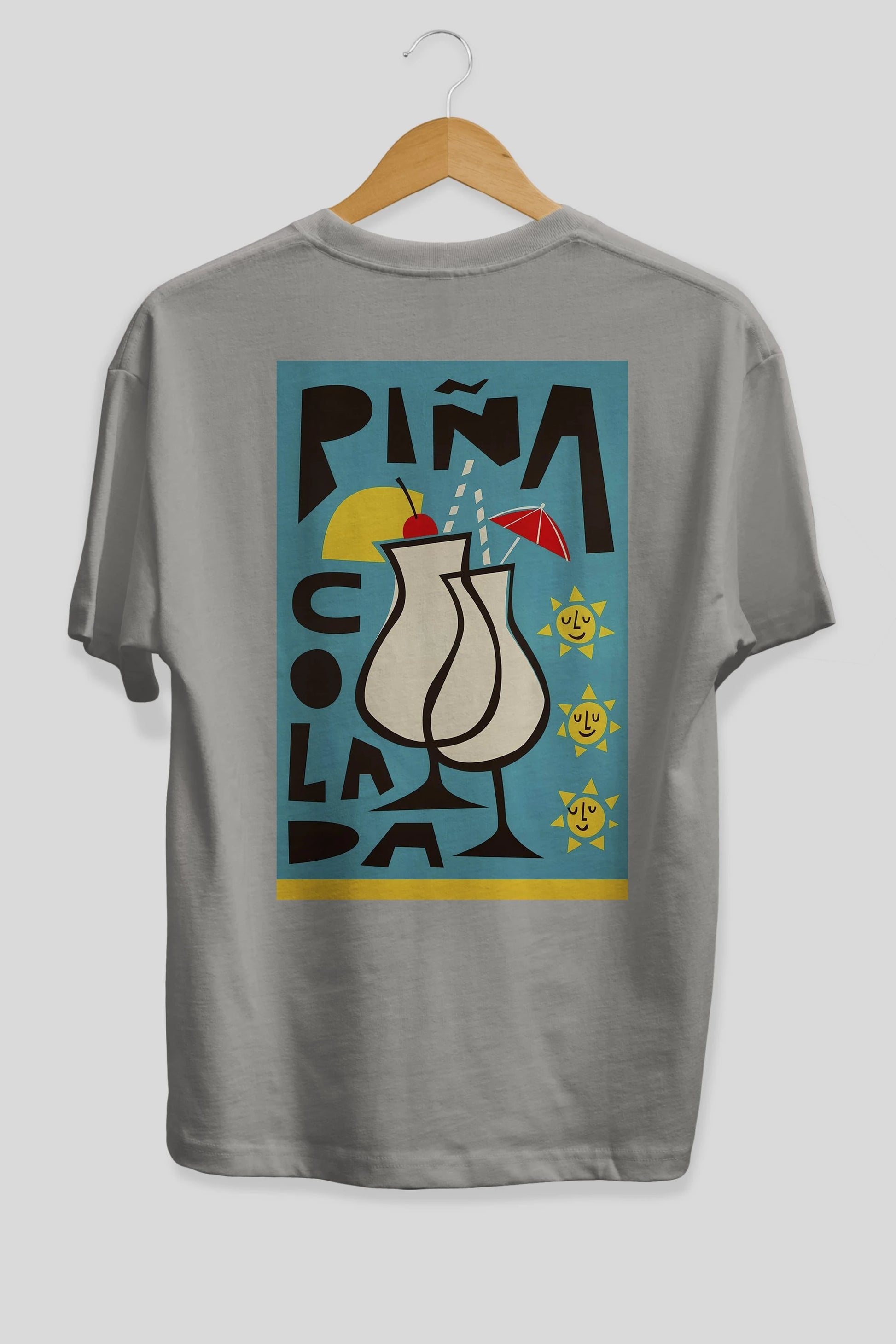 Pina Colada 4 Arka Baskılı Oversize t-shirt Erkek Kadın Unisex %100 Pamuk Bisiklet Yaka tişort