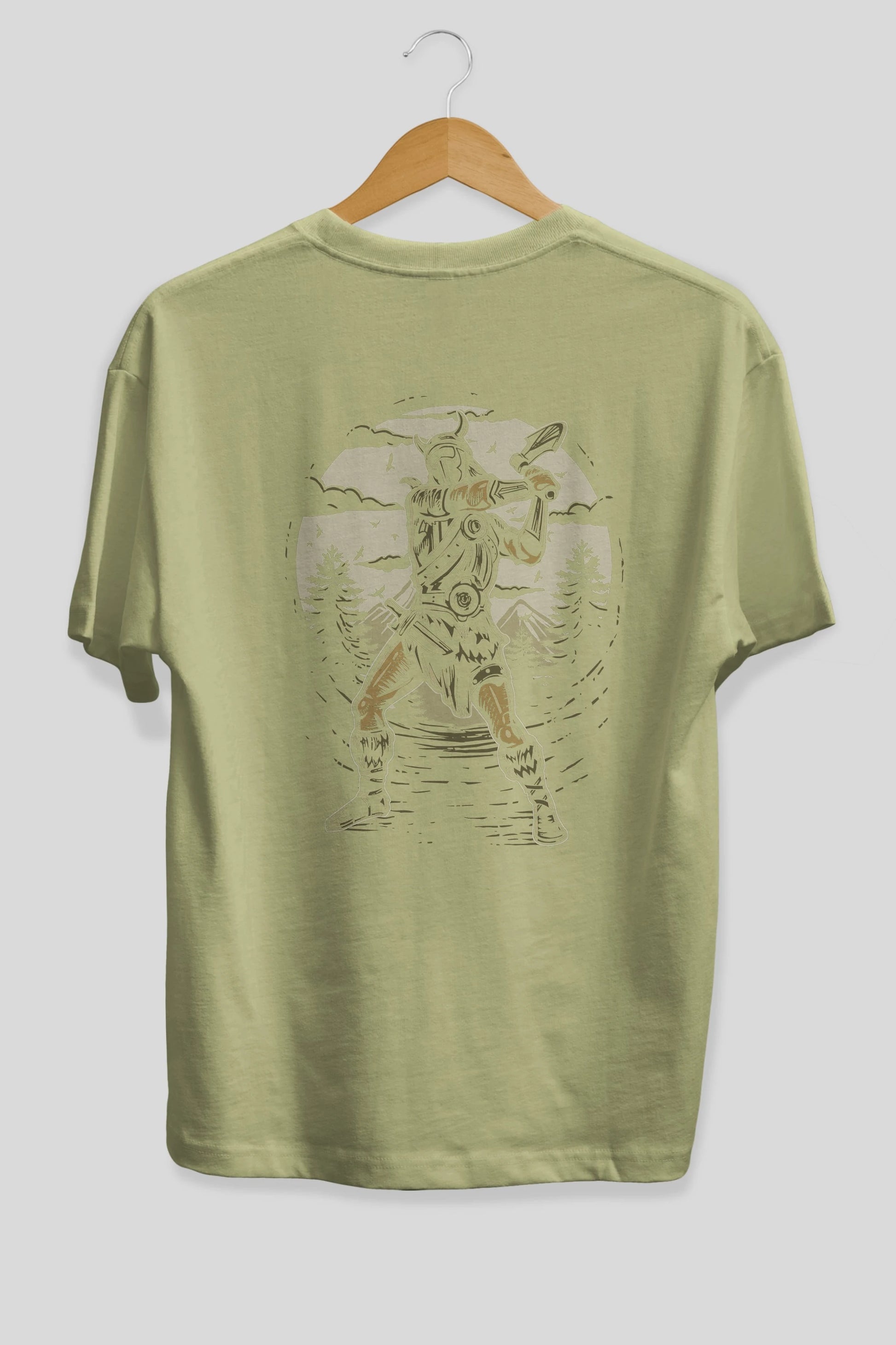 Viking Arka Baskılı Oversize t-shirt Erkek Kadın Unisex %100 Pamuk