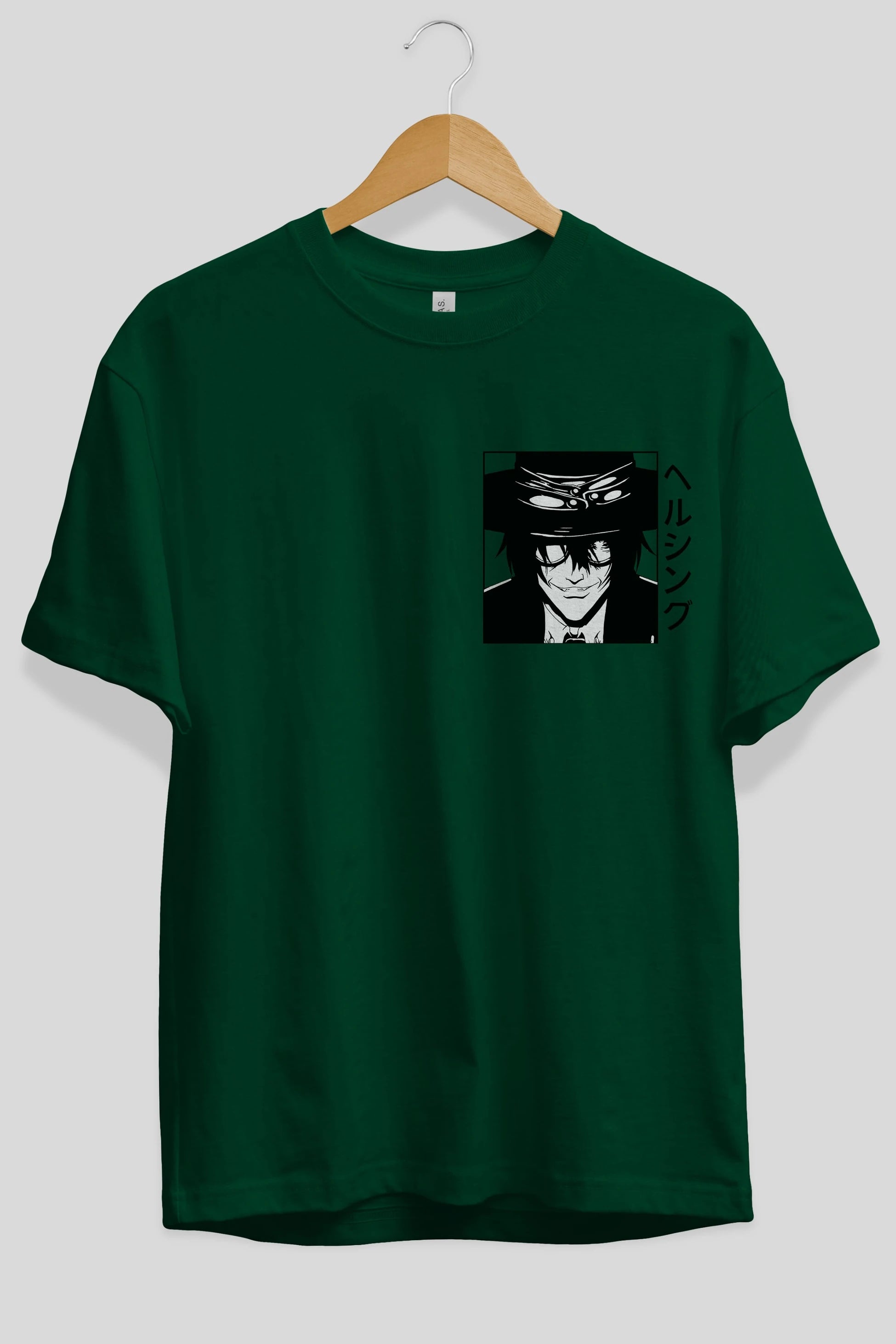 Alucard 1 Ön Sol Baskılı Oversize t-shirt Erkek Kadın Unisex %100 Pamuk Bisiklet Yaka tişort