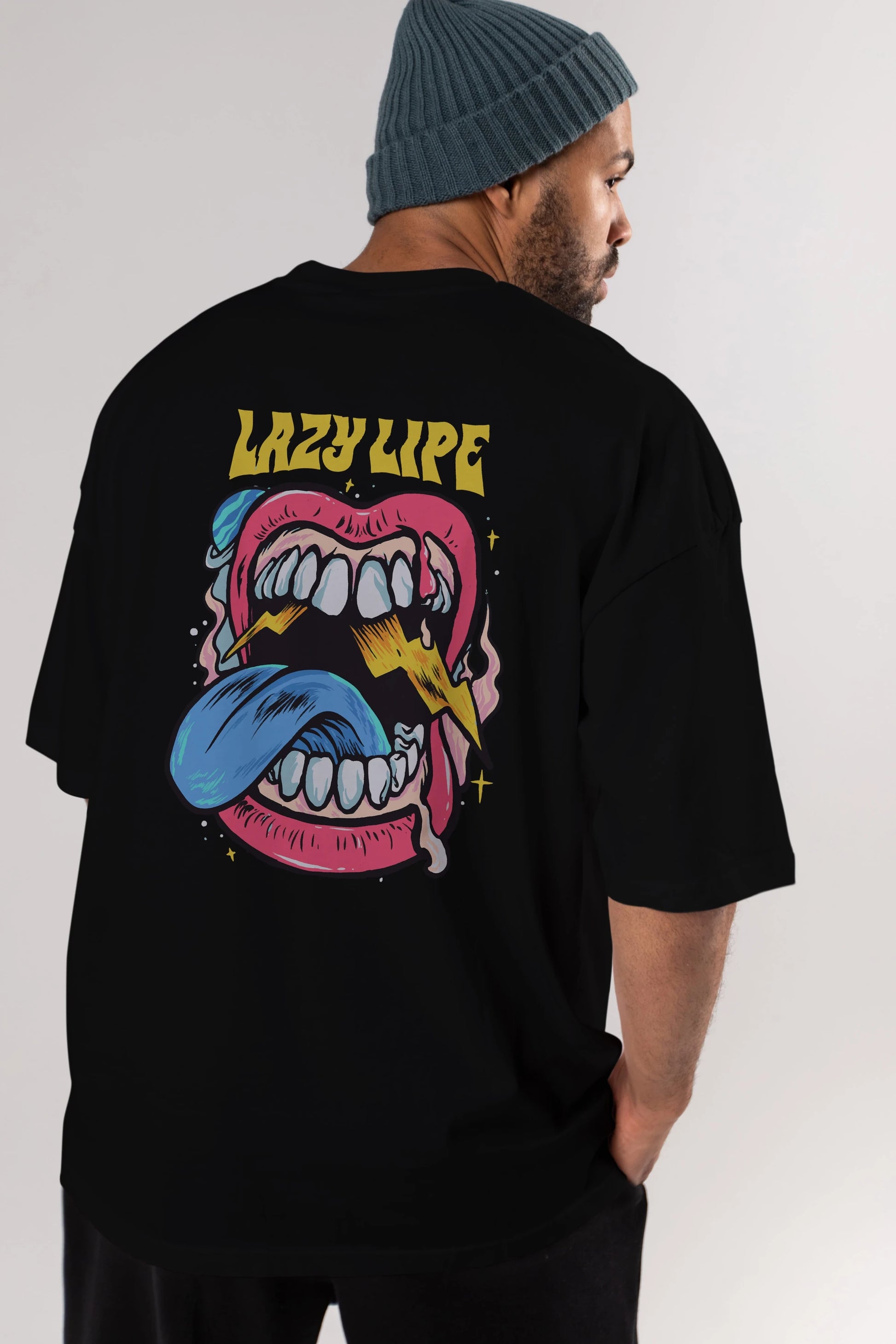 Lazy Lipe Arka Baskılı Oversize t-shirt Erkek Kadın Unisex