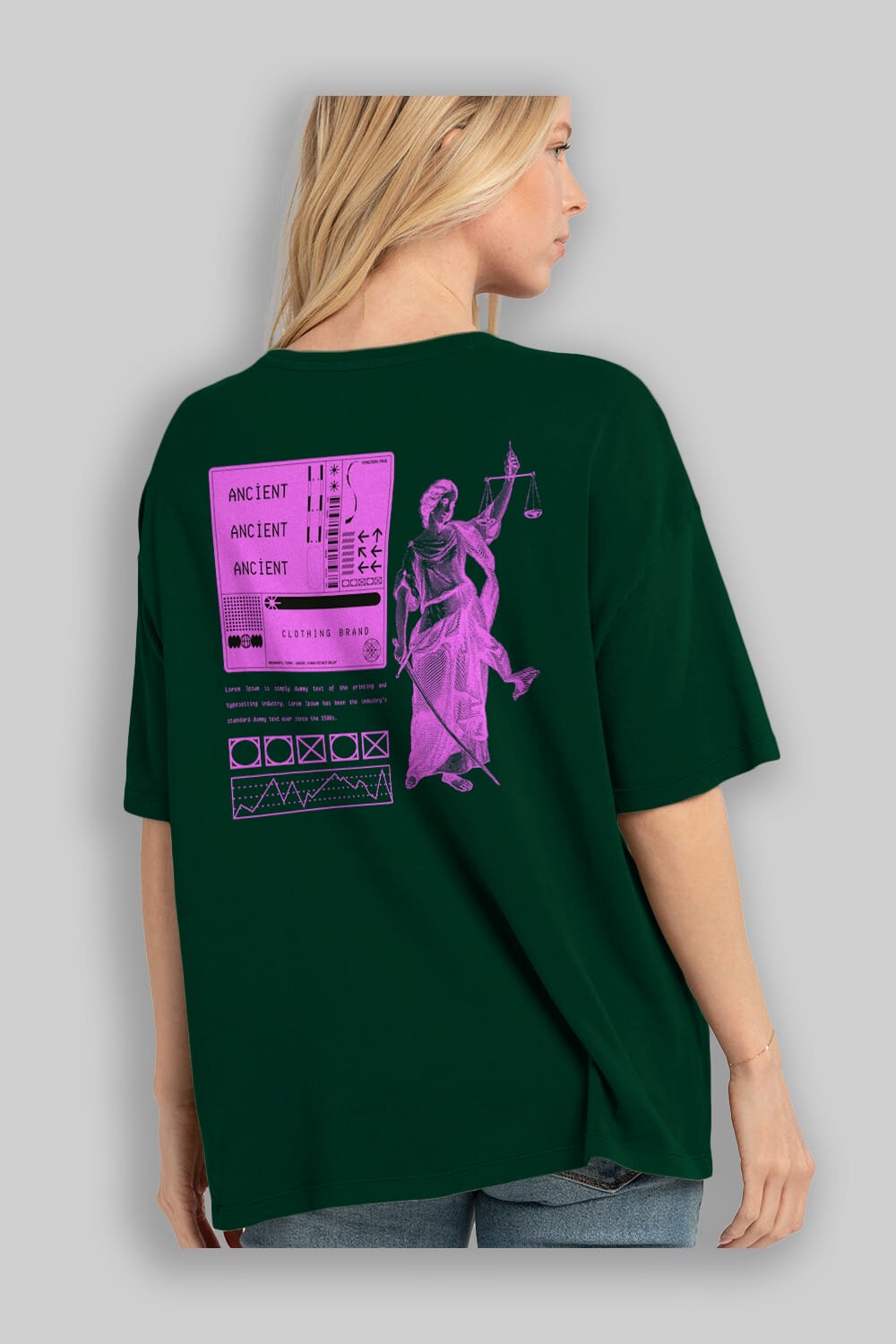 Ancient Streetwear Arka Baskılı Oversize t-shirt Erkek Kadın Unisex