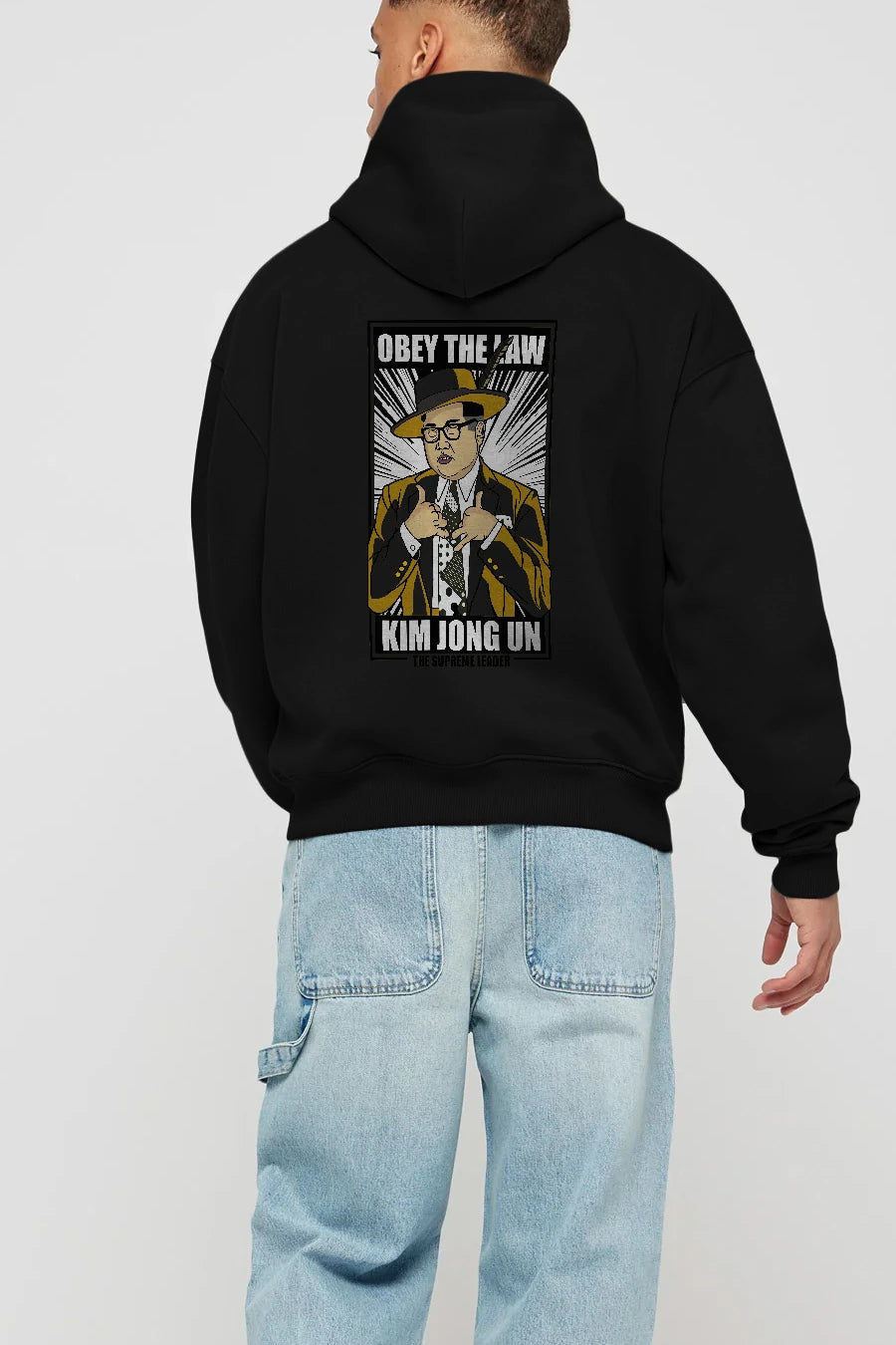 The Mask Jong Un Arka Baskılı Hoodie Oversize Kapüşonlu Sweatshirt Erkek Kadın Unisex