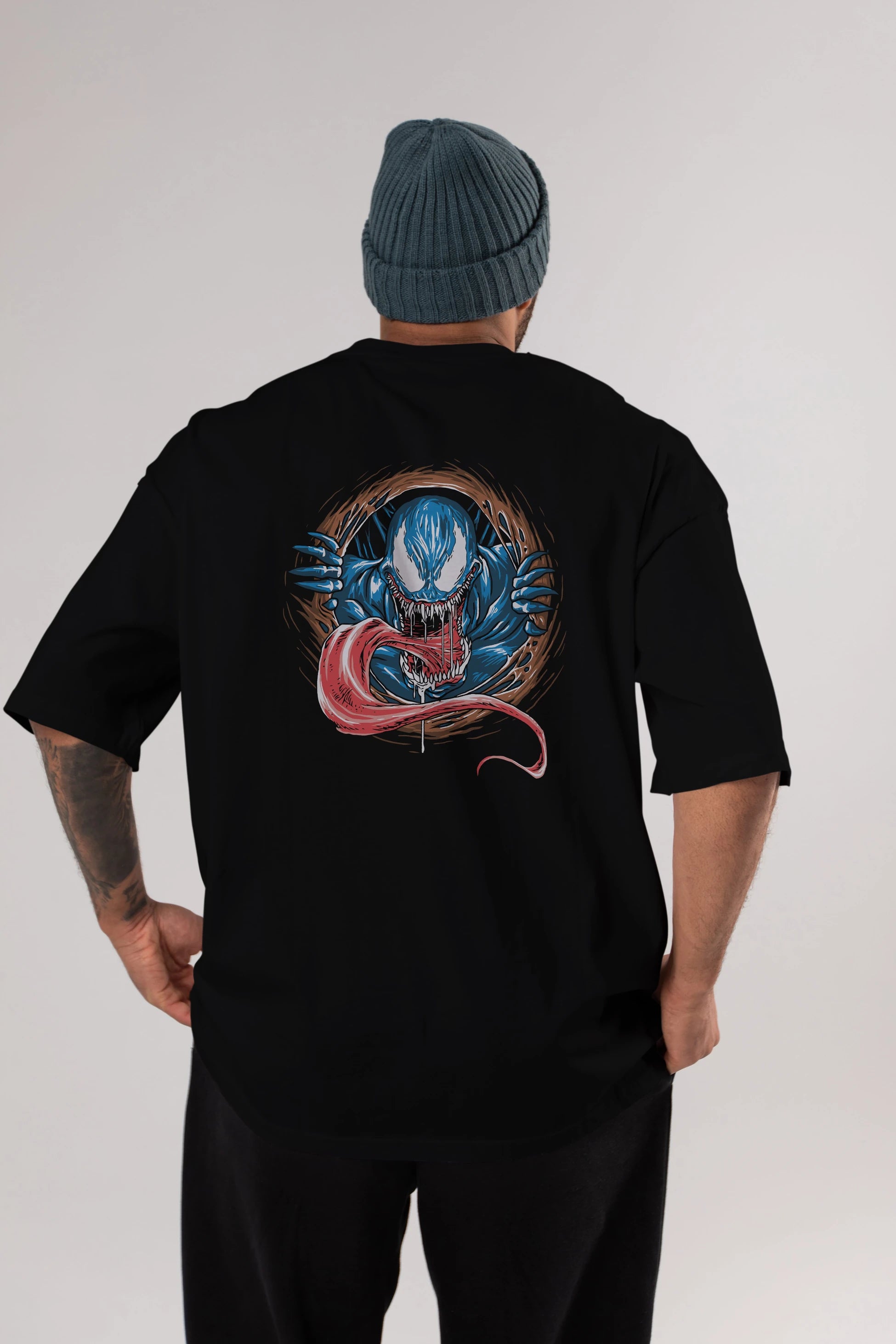Venom (7) Arka Baskılı Oversize t-shirt Erkek Kadın Unisex %100 Pamuk Bisiklet Yaka tişort