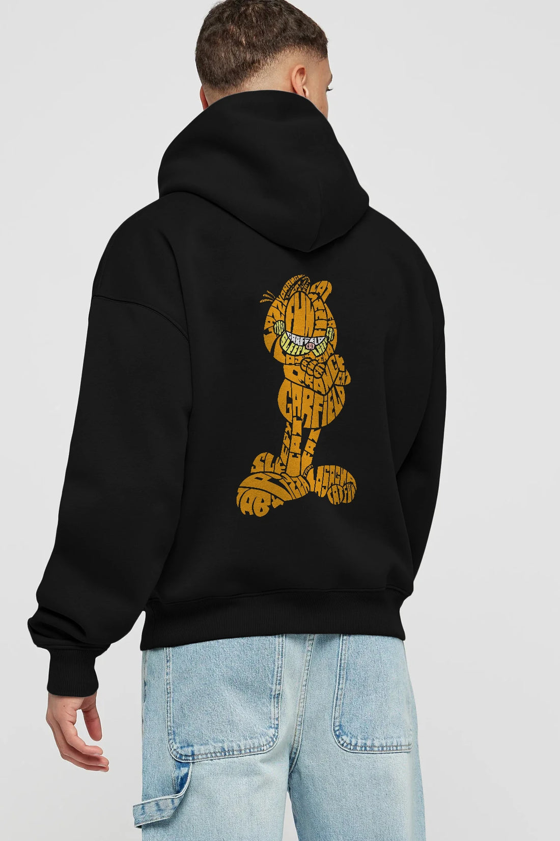 Garfield Arka Baskılı Hoodie Oversize Kapüşonlu Sweatshirt Erkek Kadın Unisex