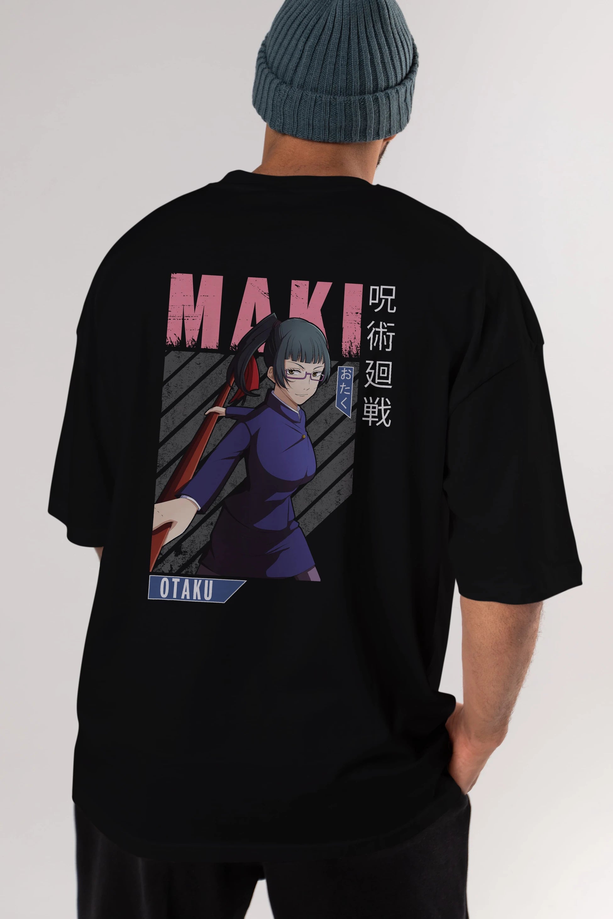 Maki Zenin CHAINSAWMAN Anime Arka Baskılı Oversize t-shirt Erkek Kadın Unisex