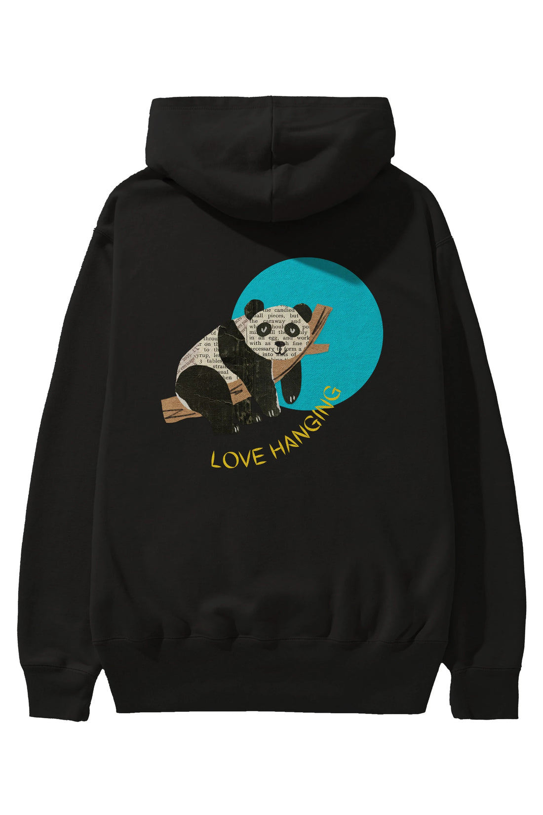 Panda Love Hanging Arka Baskılı Oversize Hoodie Kapüşonlu Sweatshirt Erkek Kadın Unisex