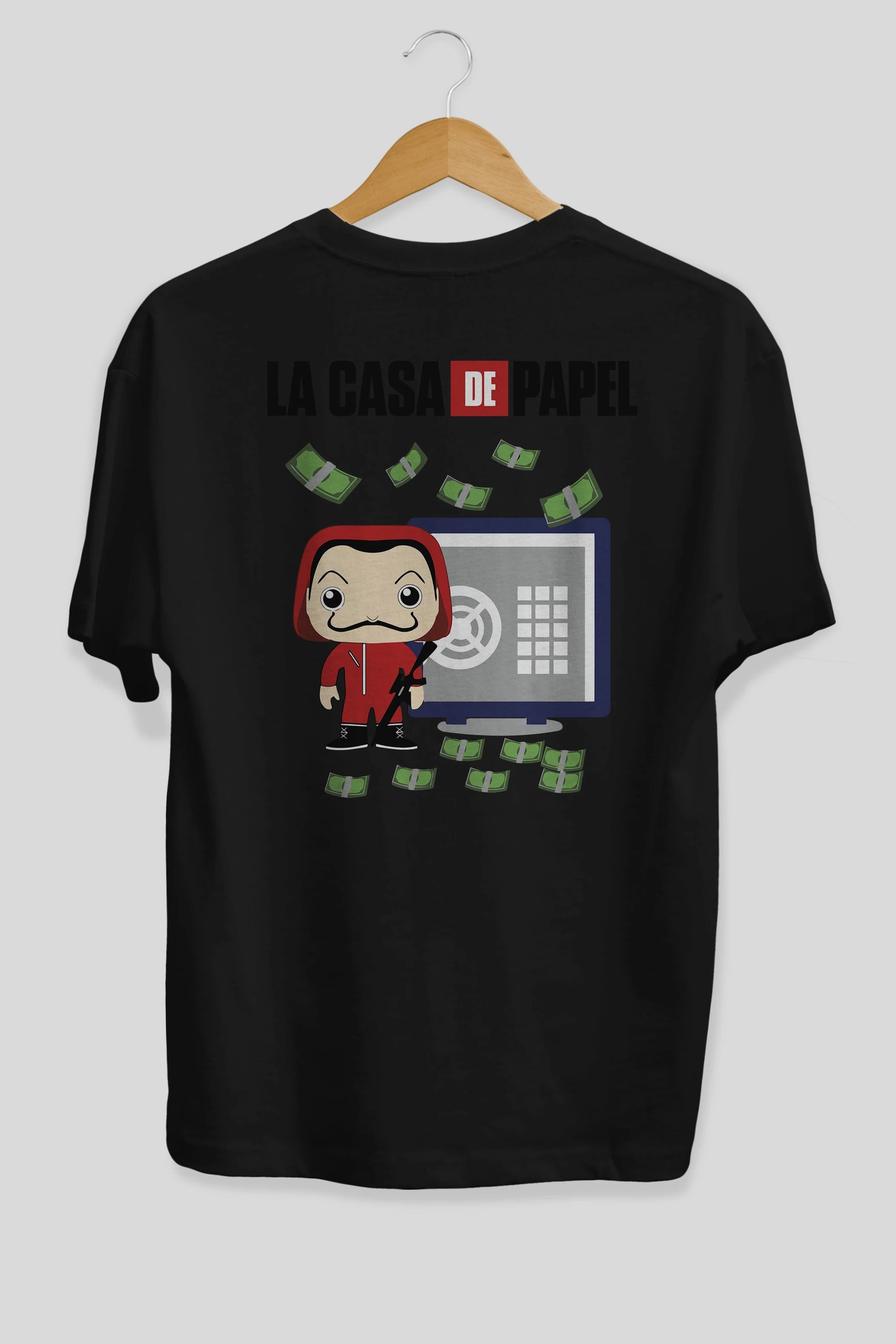 La Casa De Papel (4) Arka Baskılı Oversize t-shirt Erkek Kadın Unisex %100 Pamuk Bisiklet Yaka tişort