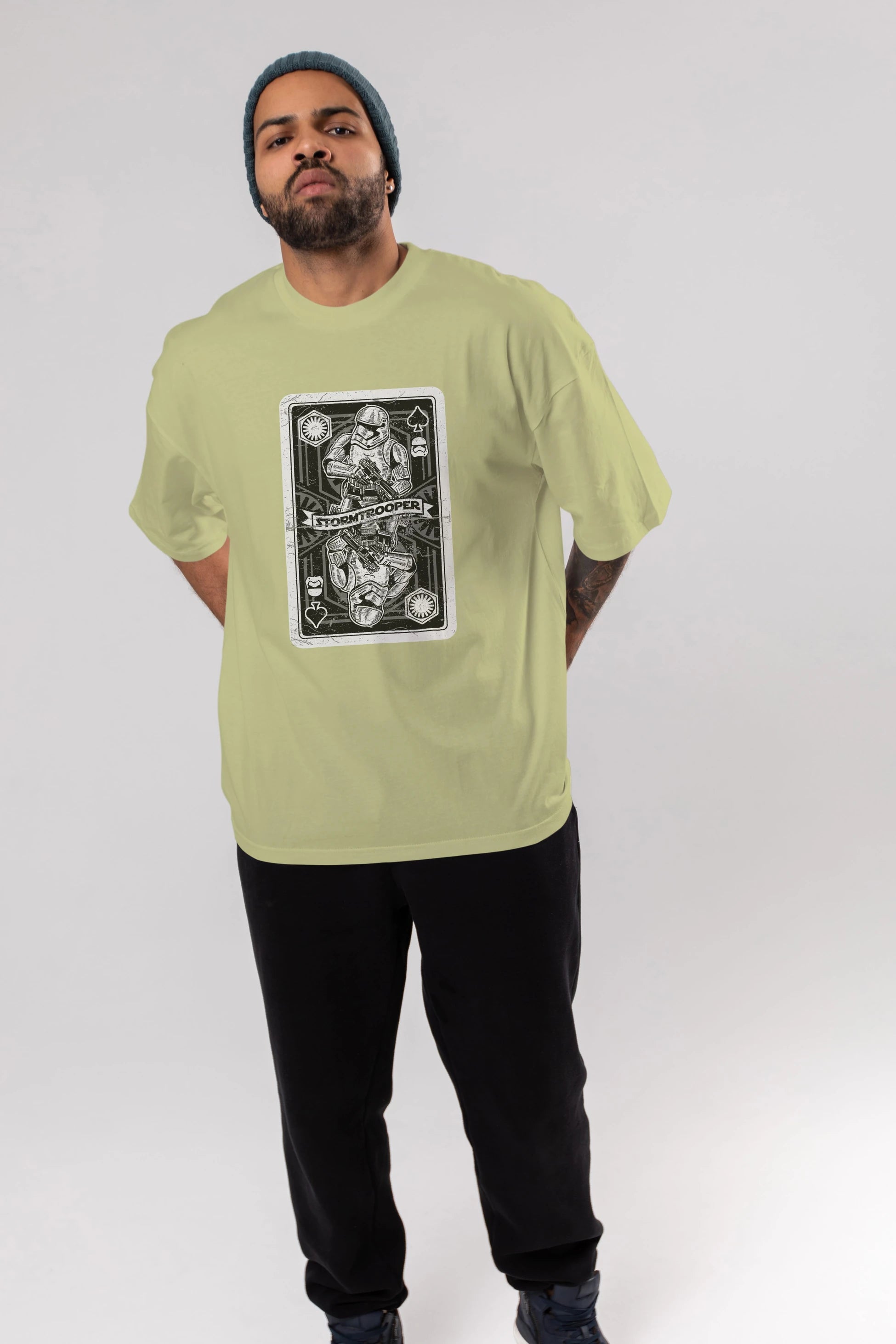 Stormtrooper Playing Card Ön Baskılı Oversize t-shirt Erkek Kadın Unisex %100 Pamuk tişort