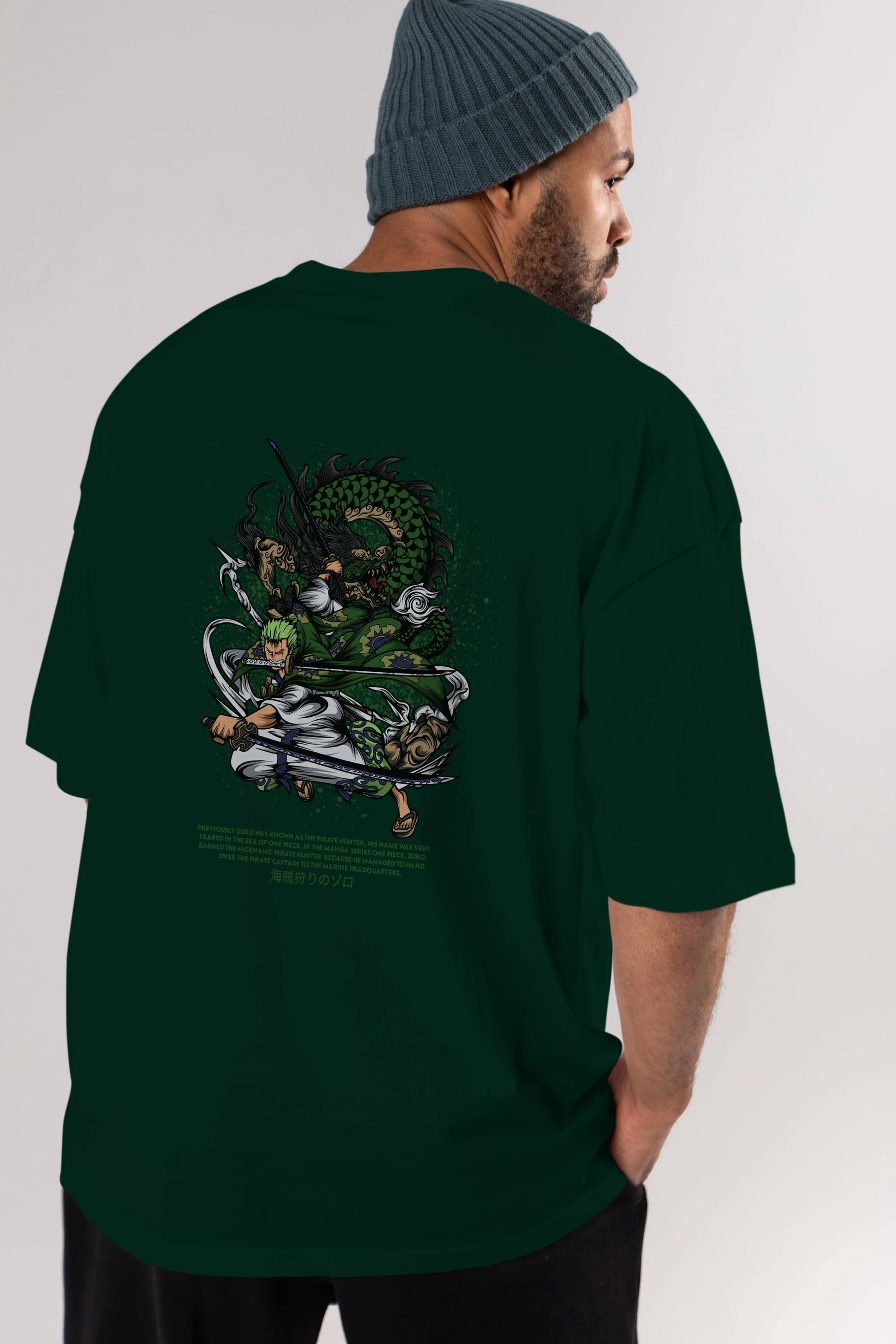 Zoro Anime Arka Baskılı Oversize t-shirt Erkek Kadın Unisex