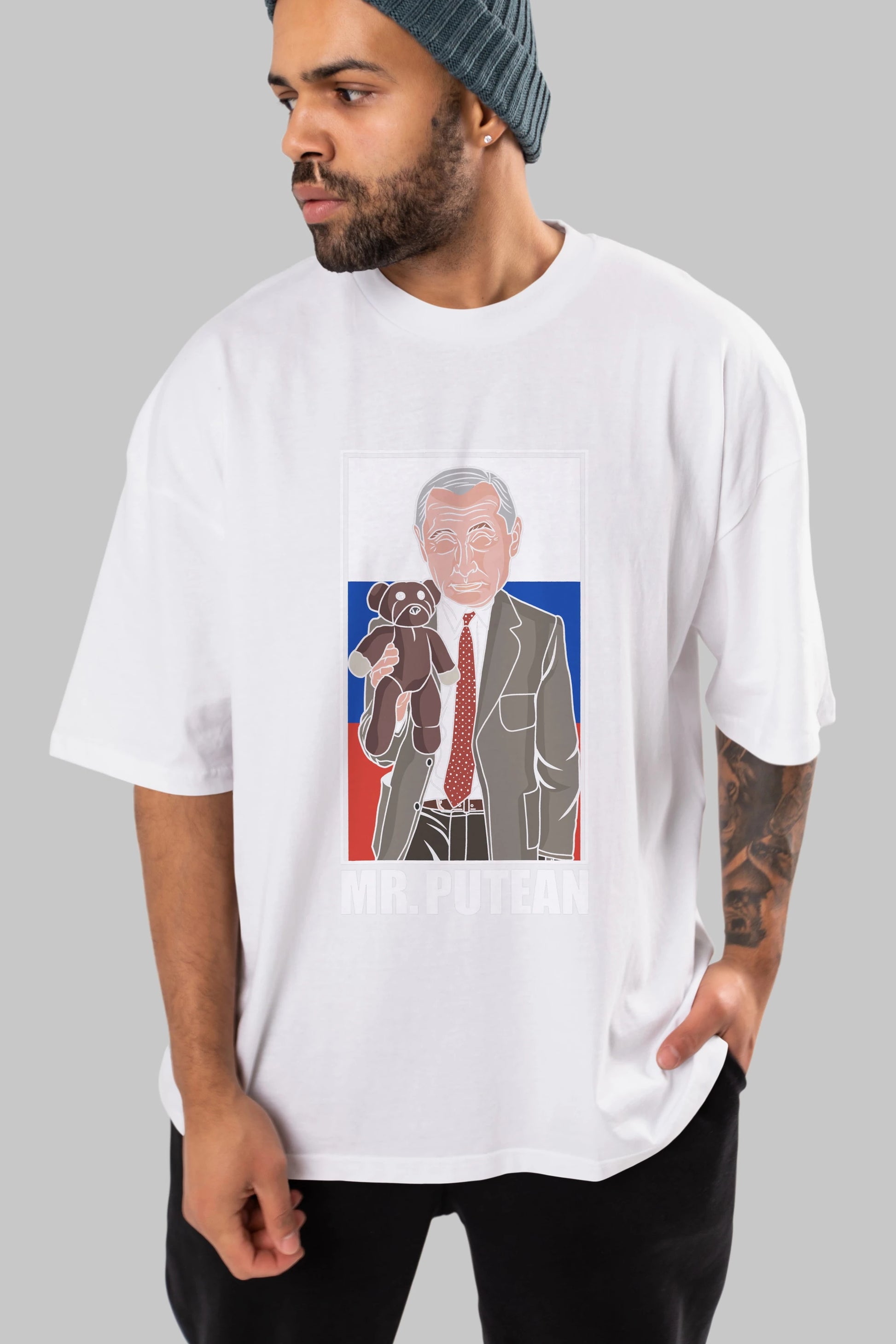 Mr Putean Ön Baskılı Oversize t-shirt Erkek Kadın Unisex %100 Pamuk tişort