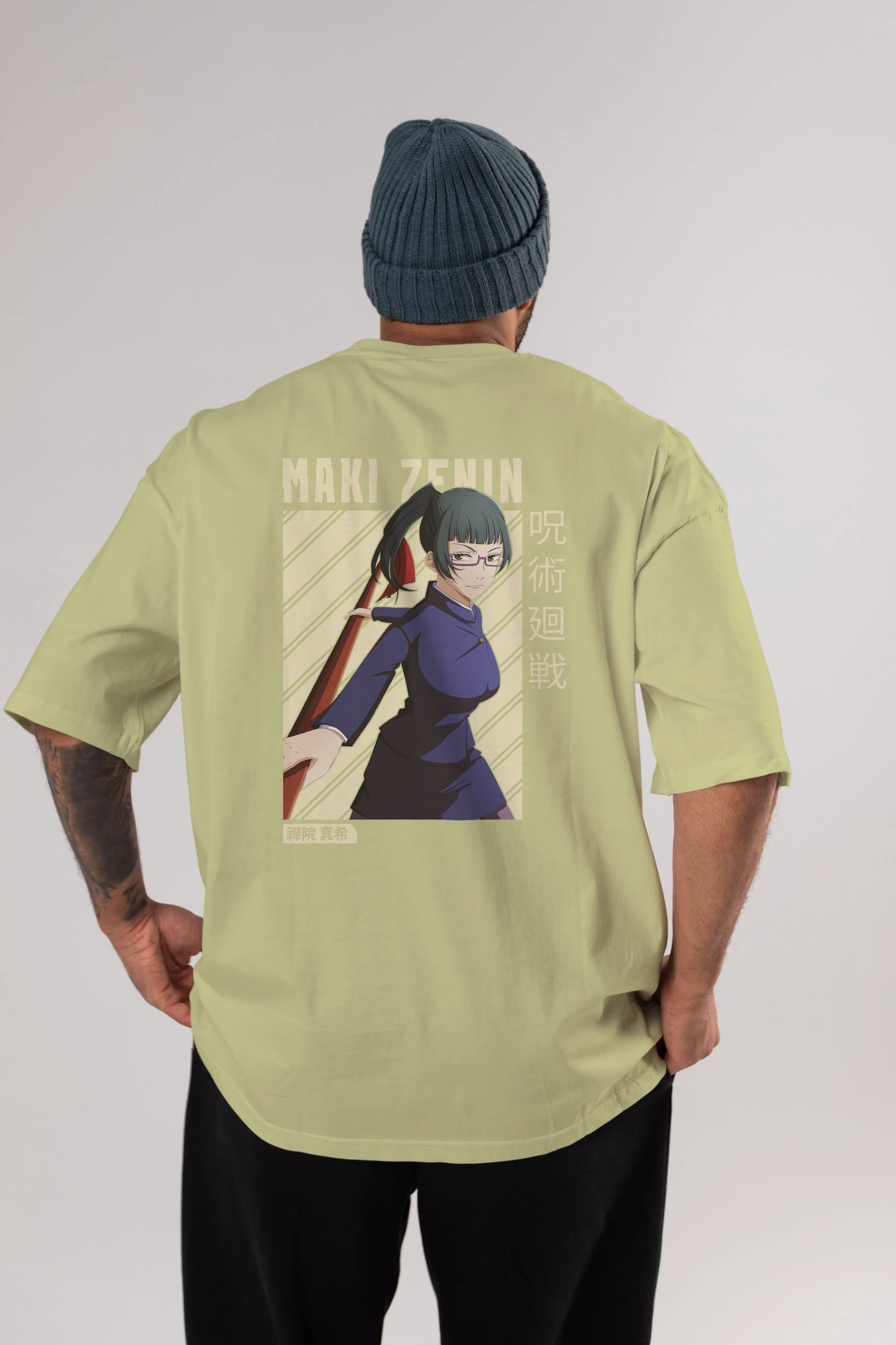 Maki Zenin CHAİNSAWMAN Anime Arka Baskılı Oversize t-shirt Erkek Kadın Unisex