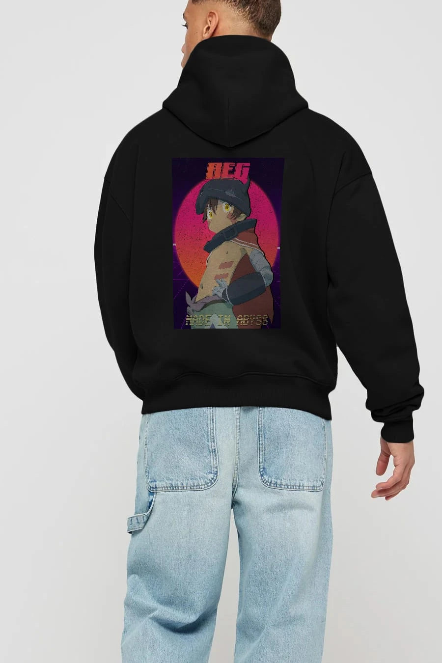 Reg 7 Anime Arka Baskılı Hoodie Oversize Kapüşonlu Sweatshirt Erkek Kadın Unisex