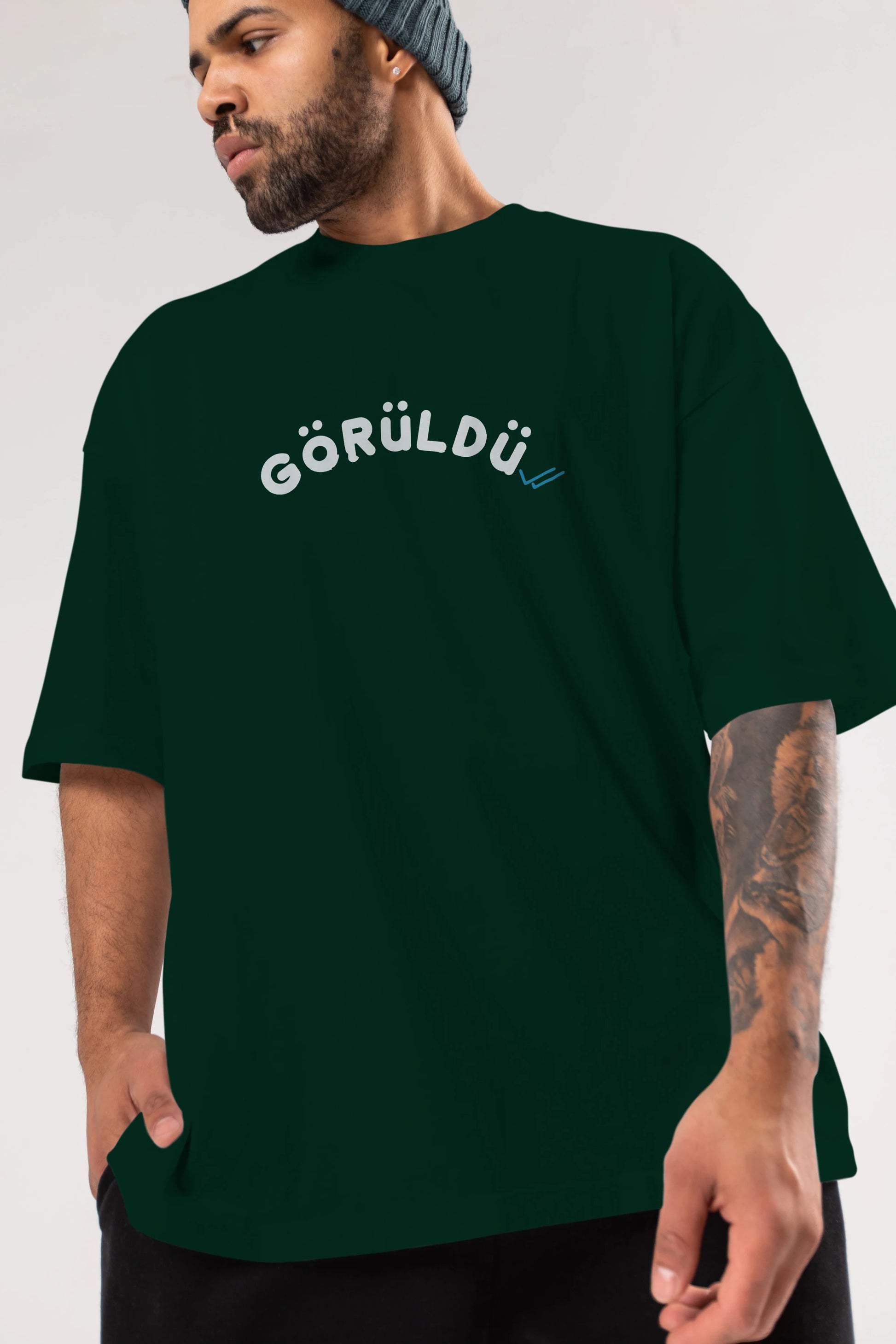 Görüldü Ön Baskılı Oversize t-shirt %100 pamuk Erkek Kadın Unisex