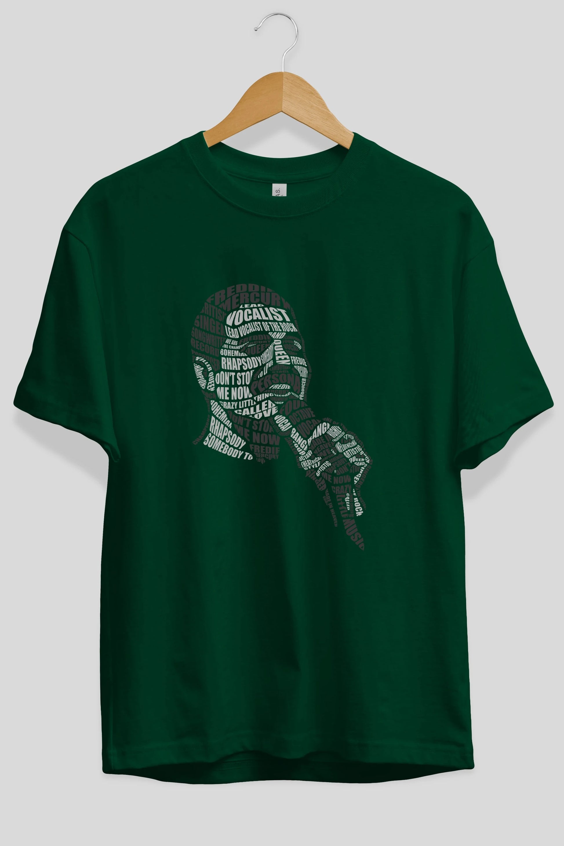 Freddy Mercuri Calligram Ön Baskılı Oversize t-shirt %100 pamuk Erkek Kadın Unisex