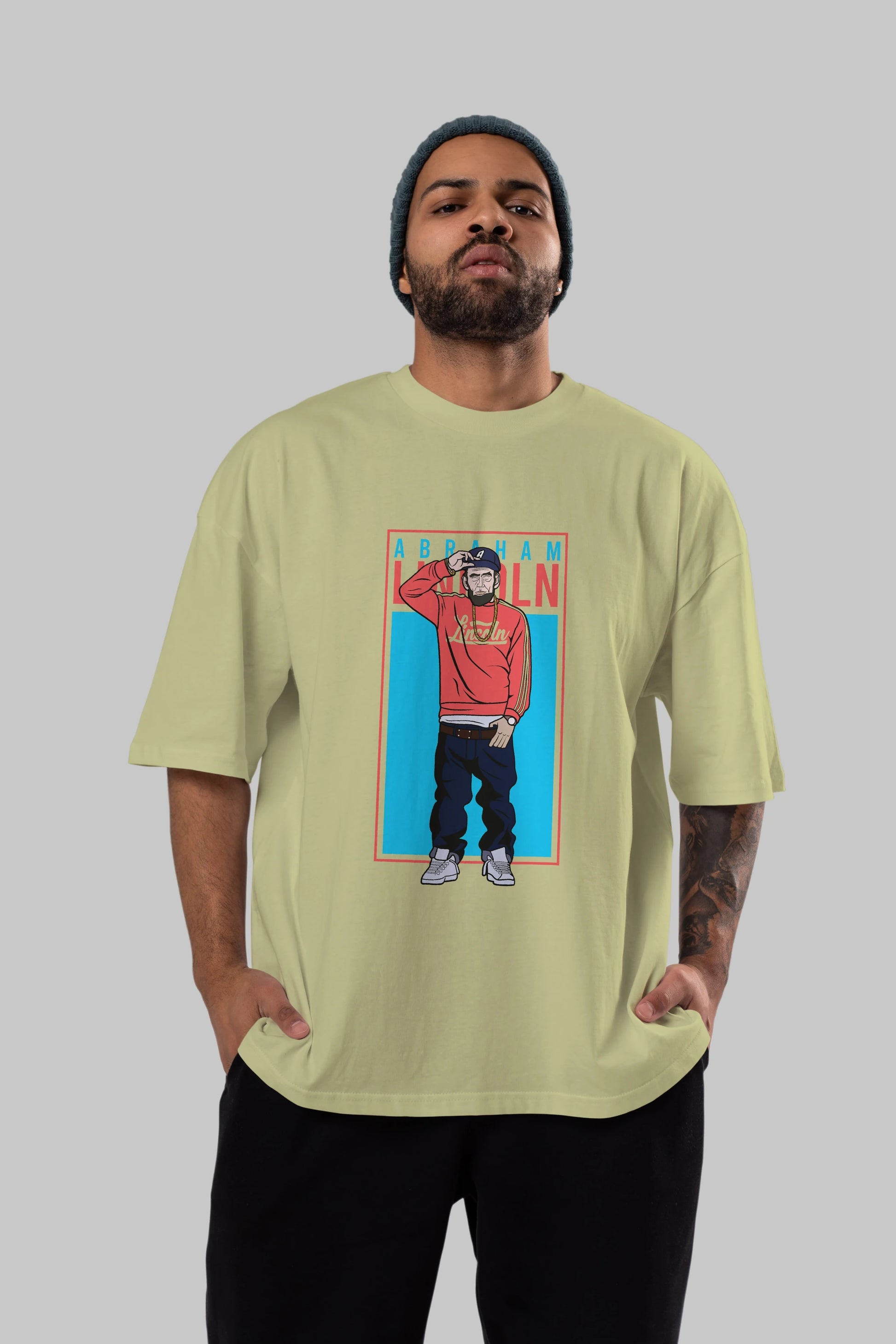 Abraham Lincoln Ön Baskılı Oversize t-shirt Erkek Kadın Unisex %100 Pamuk tişort