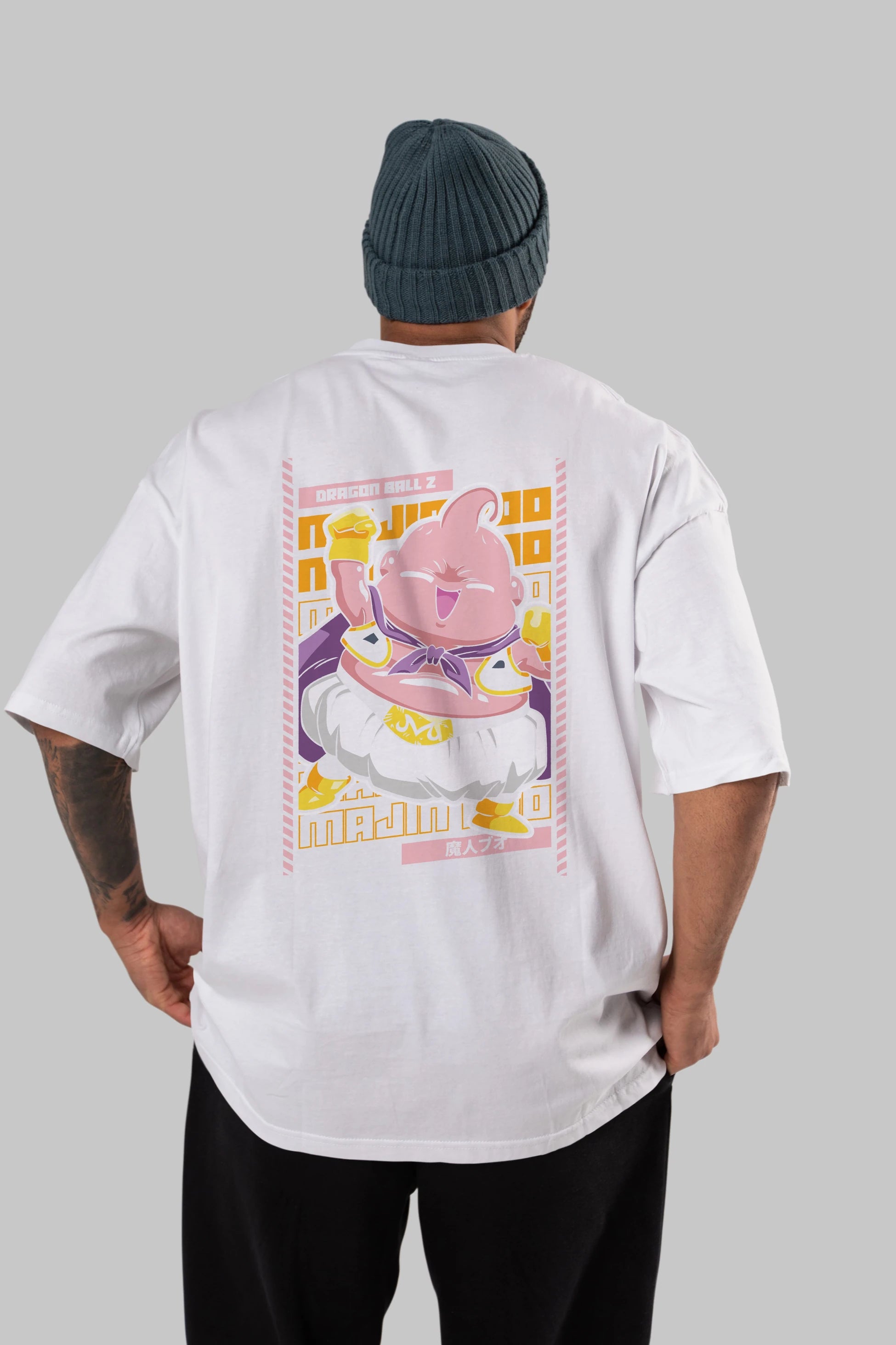 MAJIN BOO1 Anime Arka Baskılı Oversize t-shirt Erkek Kadın Unisex