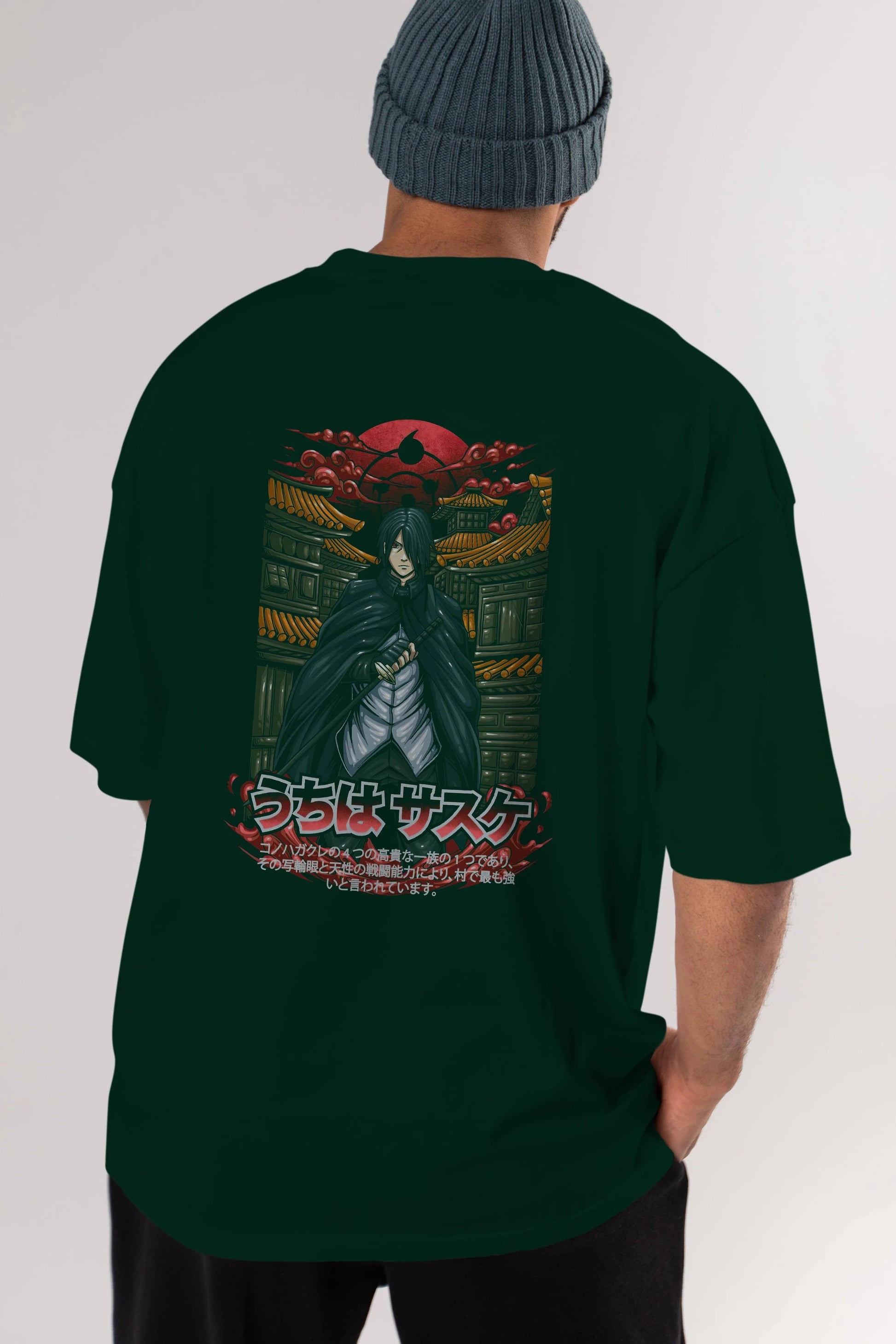NARUTO SASUKE UCHIHA 1 Anime Arka Baskılı Oversize t-shirt Erkek Kadın Unisex