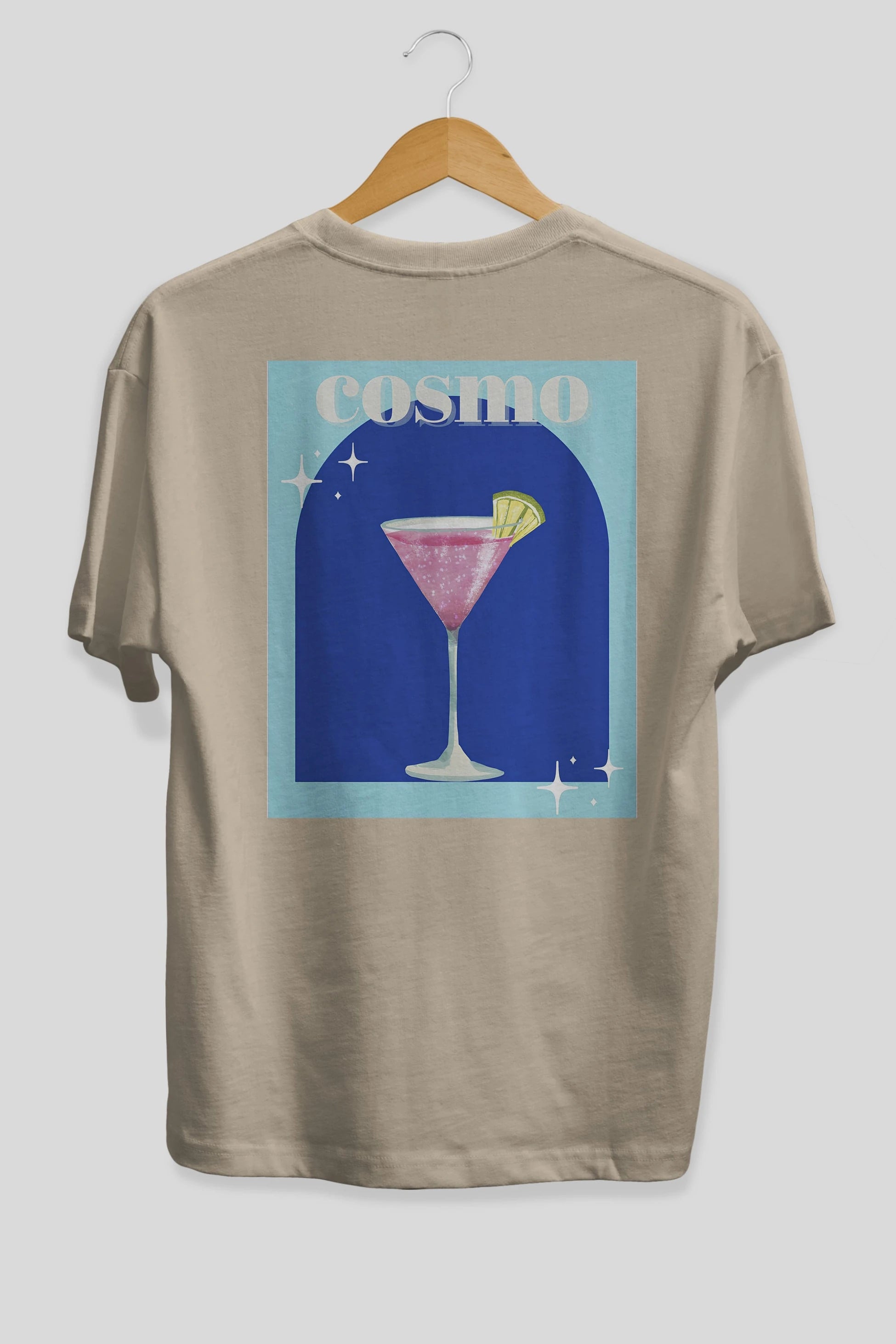 Cosmopolitan 2 Arka Baskılı Oversize t-shirt Erkek Kadın Unisex %100 Pamuk Bisiklet Yaka tişort