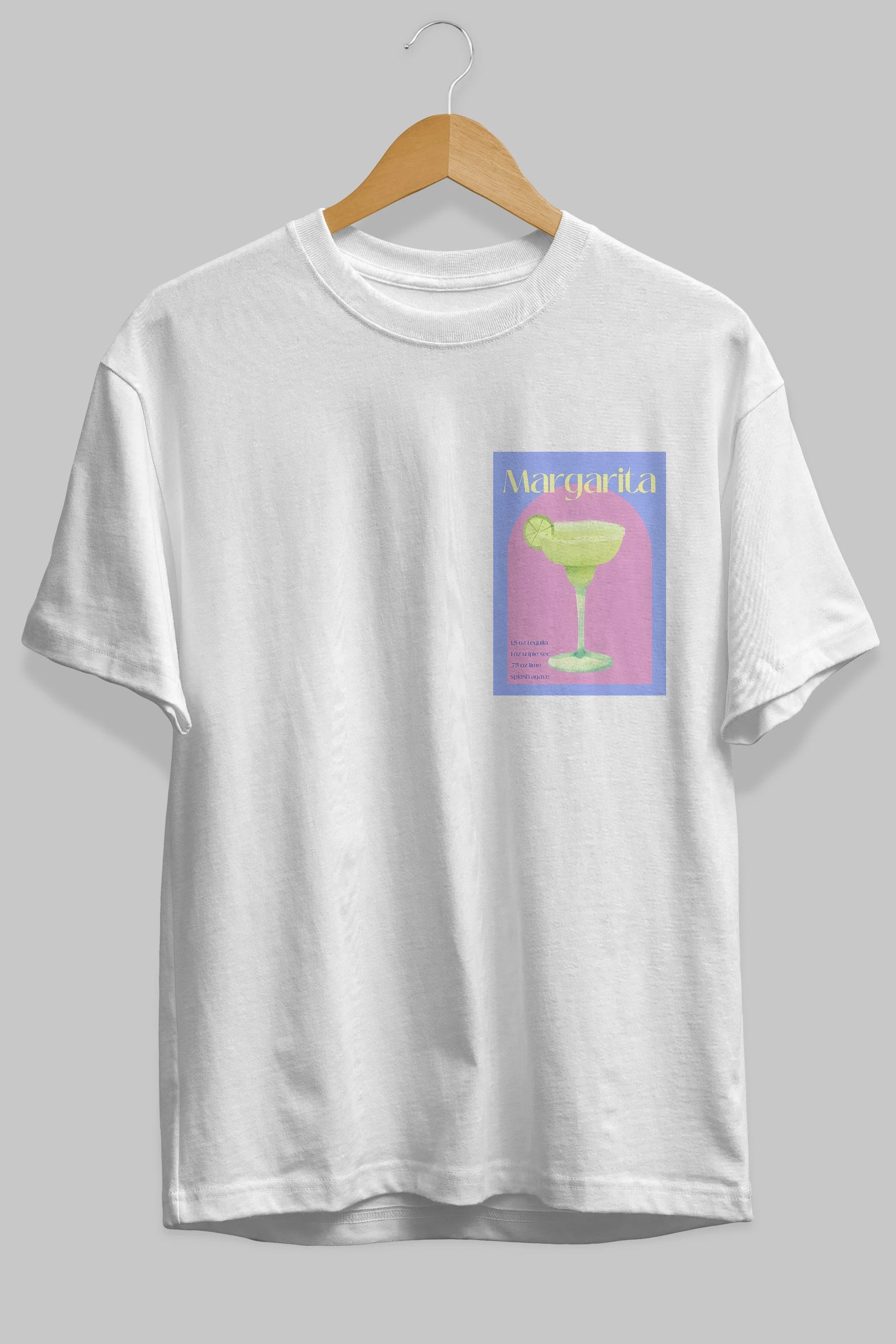 Margarita 6 Ön Sol Baskılı Oversize t-shirt Erkek Kadın Unisex %100 Pamuk Bisiklet Yaka tişort