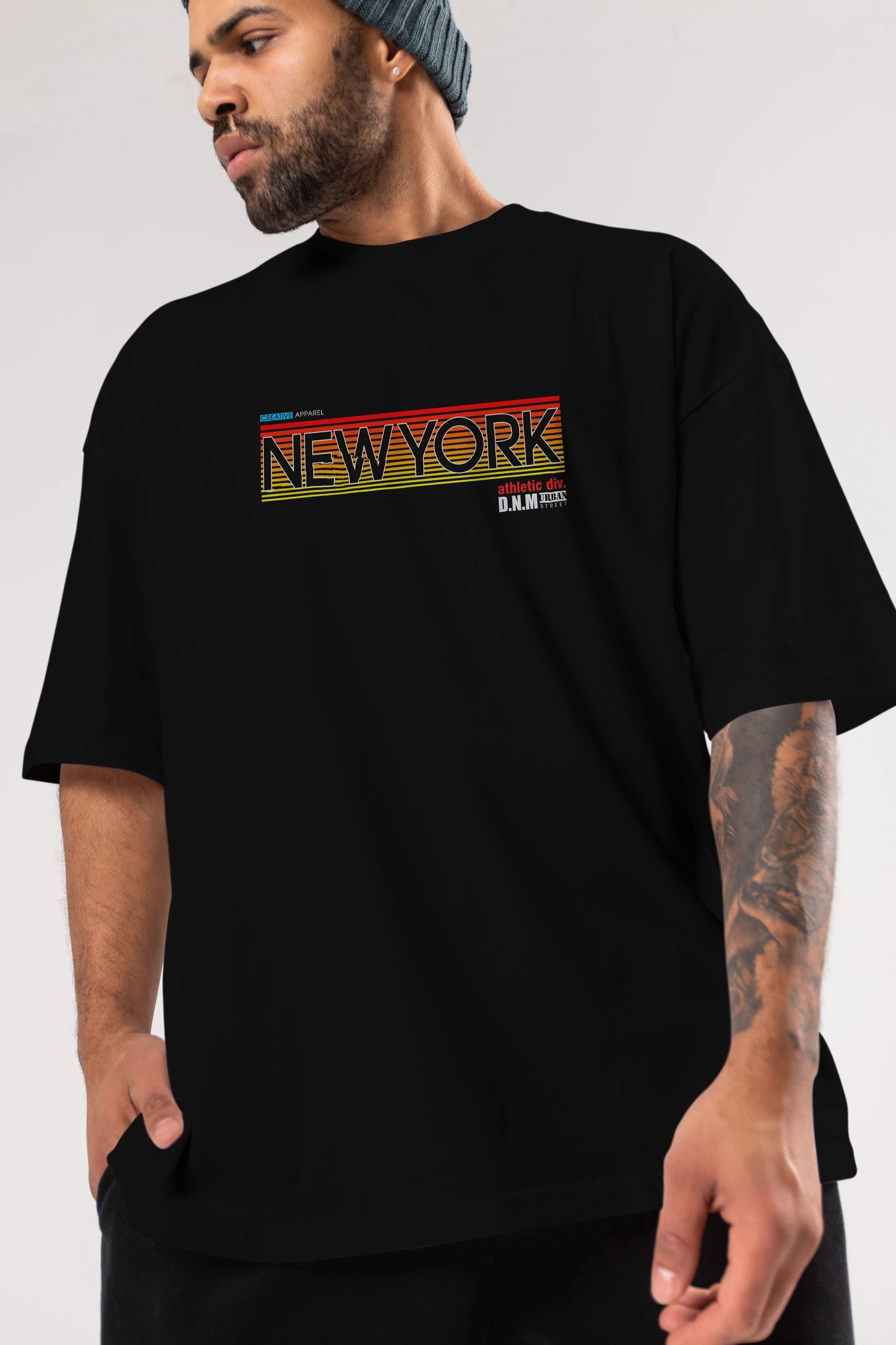 New York Denim Ön Baskılı Oversize t-shirt Erkek Kadın Unisex