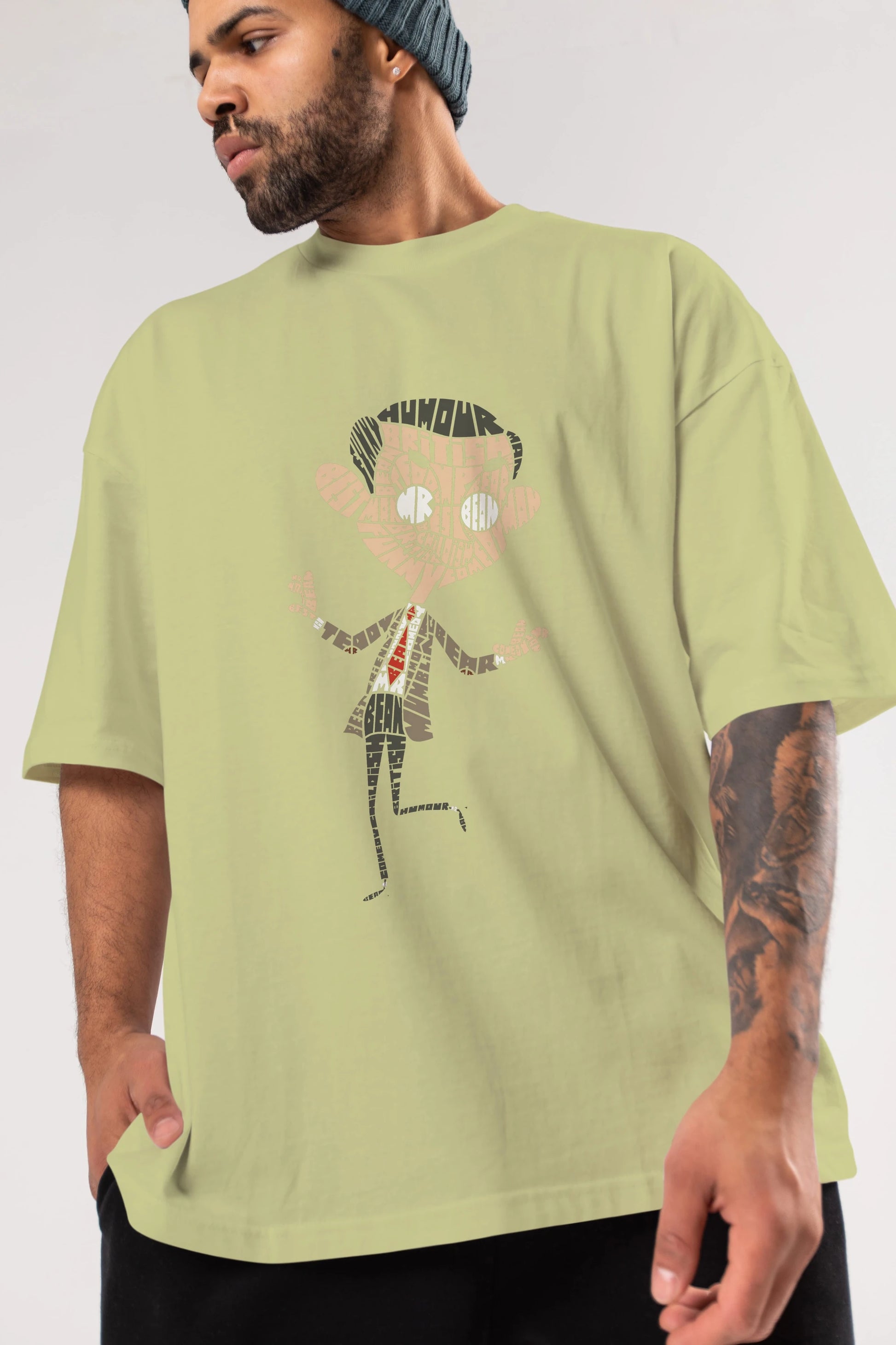 Mr Bean Ön Baskılı Oversize t-shirt %100 pamuk Erkek Kadın Unisex