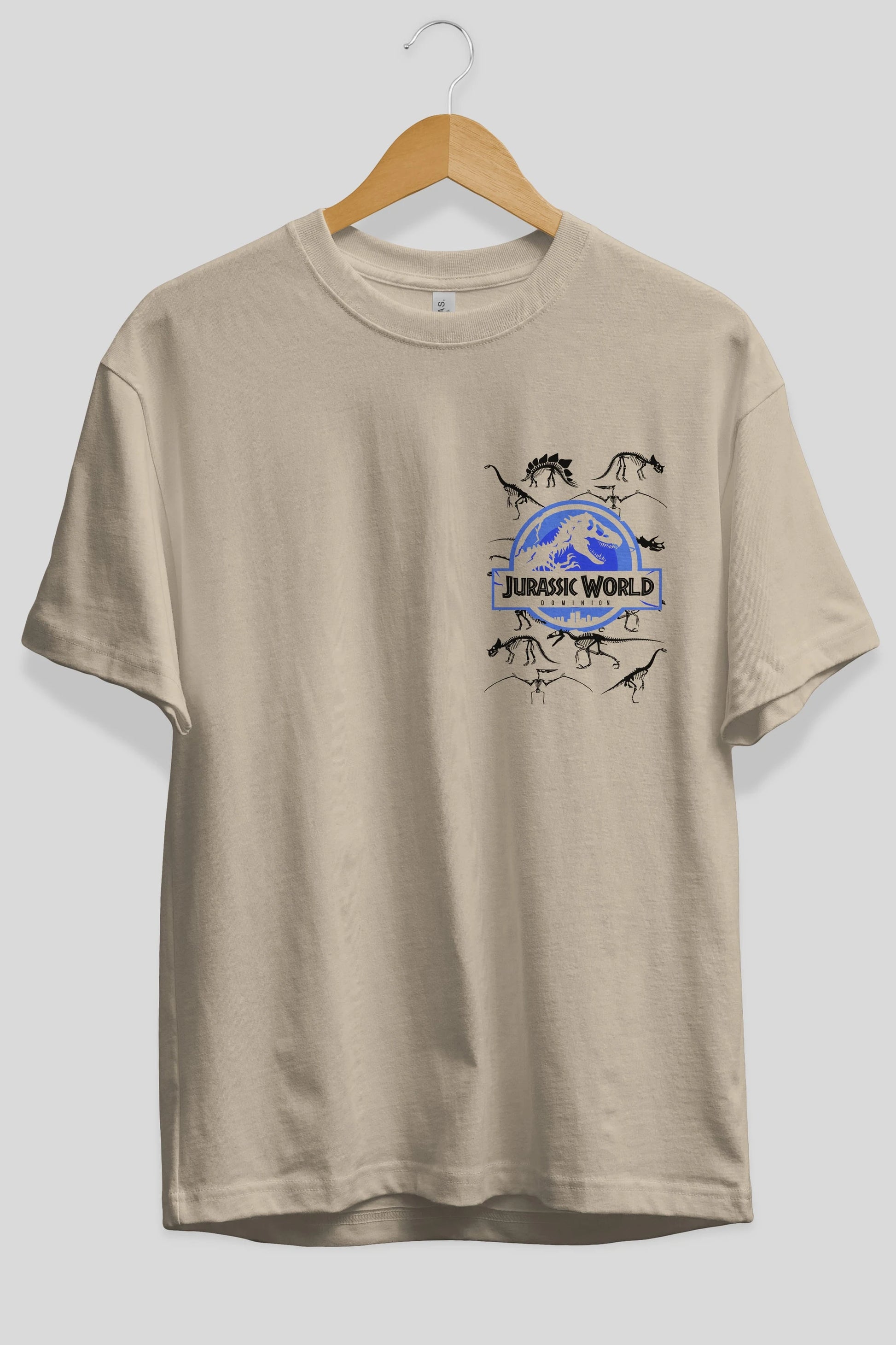 Jurassic Park (5) Ön Sol Baskılı Oversize t-shirt Erkek Kadın Unisex %100 Pamuk Bisiklet Yaka tişort