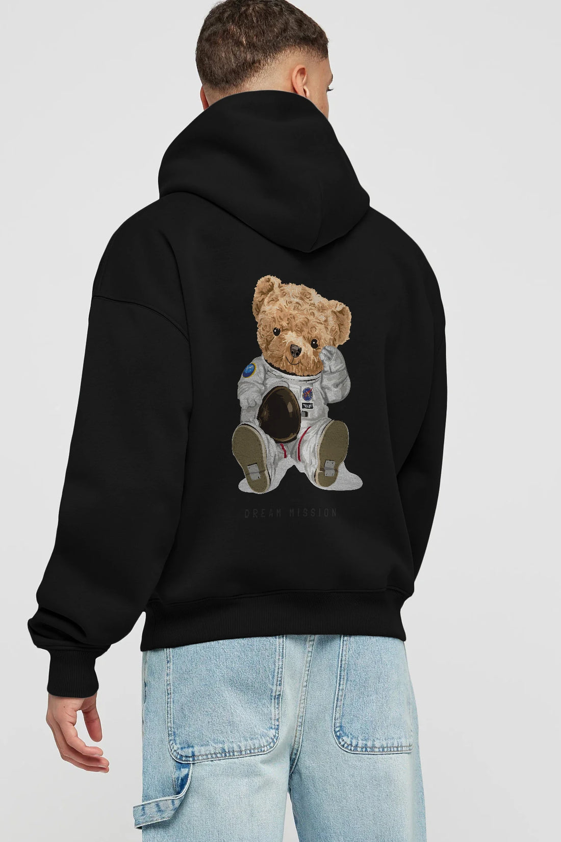 Teddy Bear Asrtonot Arka Baskılı Hoodie Oversize Kapüşonlu Sweatshirt Erkek Kadın Unisex