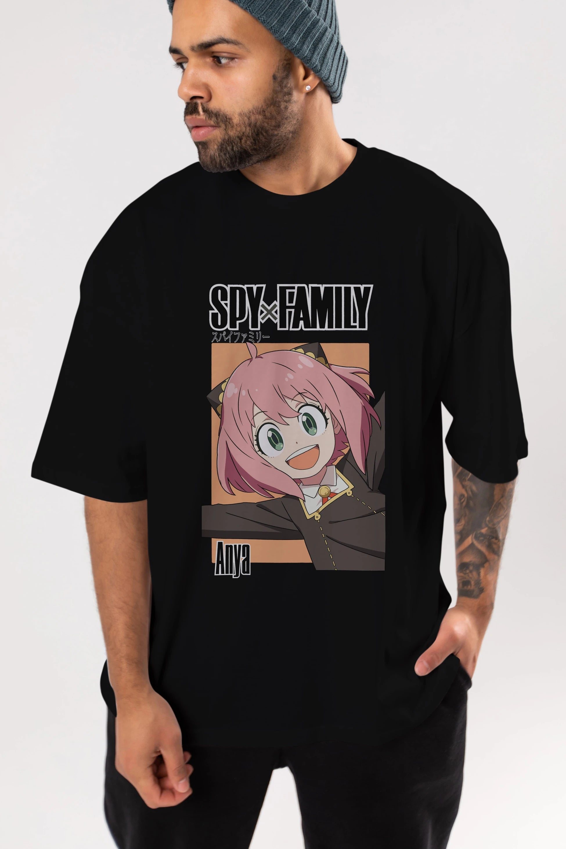 SPY X FAMILY Anya Anime Ön Baskılı Oversize t-shirt %100 pamuk Erkek Kadın Unisex