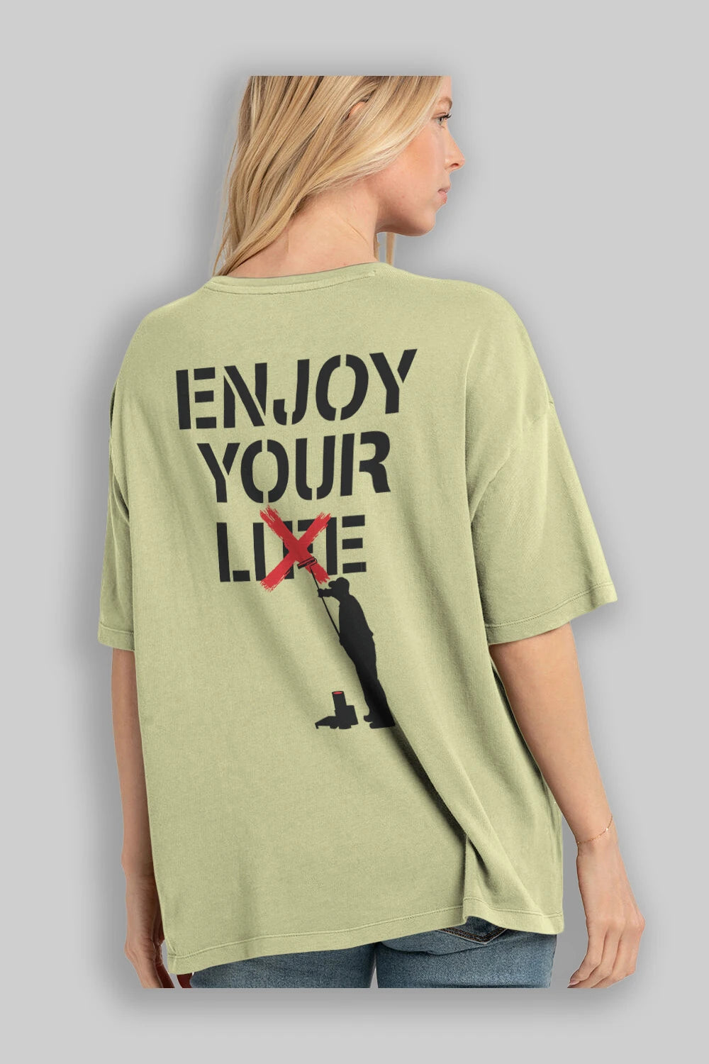 Enjoy Your Lie Arka Baskılı Oversize t-shirt %100 pamuk Erkek Kadın Unisex