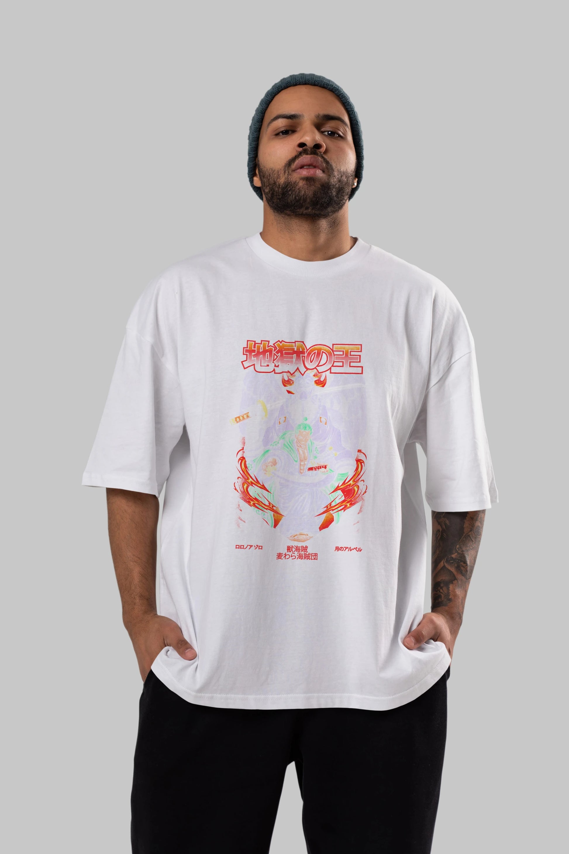 Roronoa Zoro 4 Anime Ön Baskılı Oversize t-shirt %100 pamuk Erkek Kadın Unisex