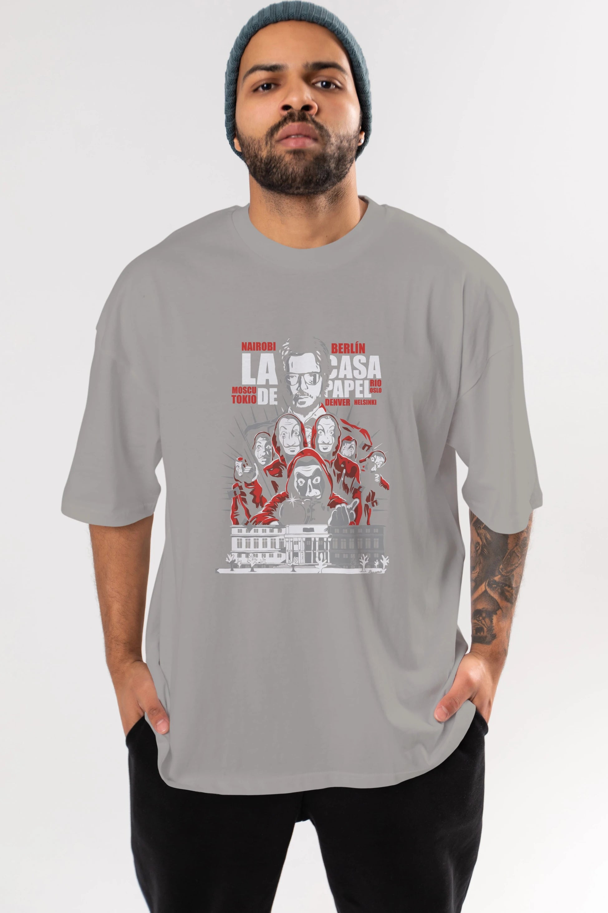 La Casa De Papel (2) Ön Baskılı Oversize t-shirt Erkek Kadın Unisex %100 Pamuk Bisiklet Yaka tişort