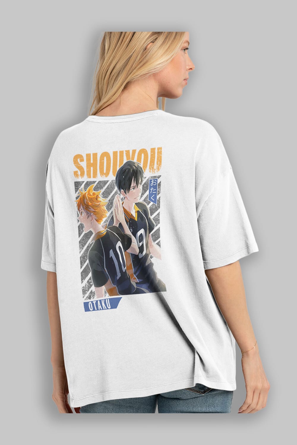 Shouyou Hinata 12 Anime Arka Baskılı Oversize t-shirt Erkek Kadın Unisex