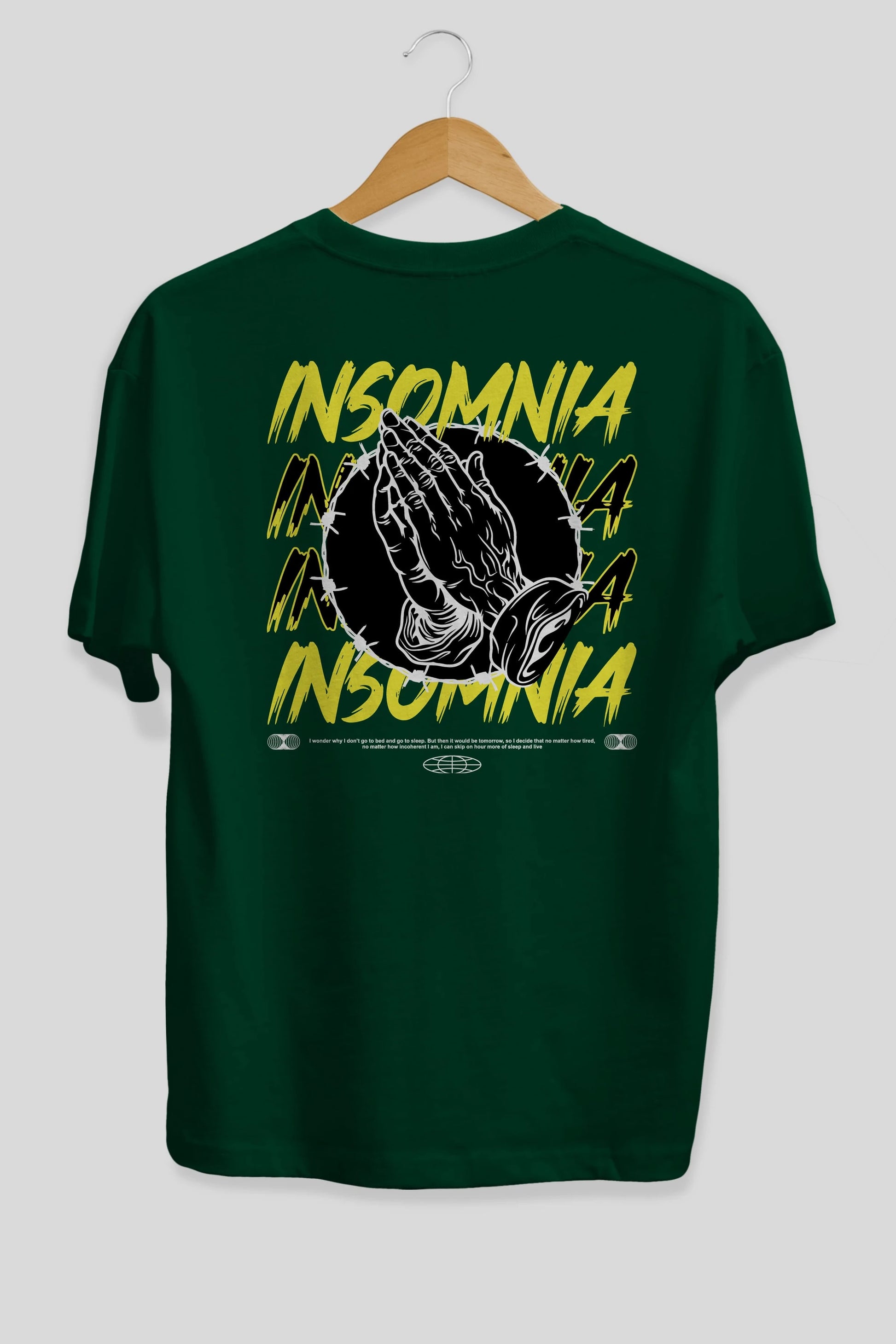 Insomnia Streetwear Arka Baskılı Oversize t-shirt Erkek Kadın Unisex