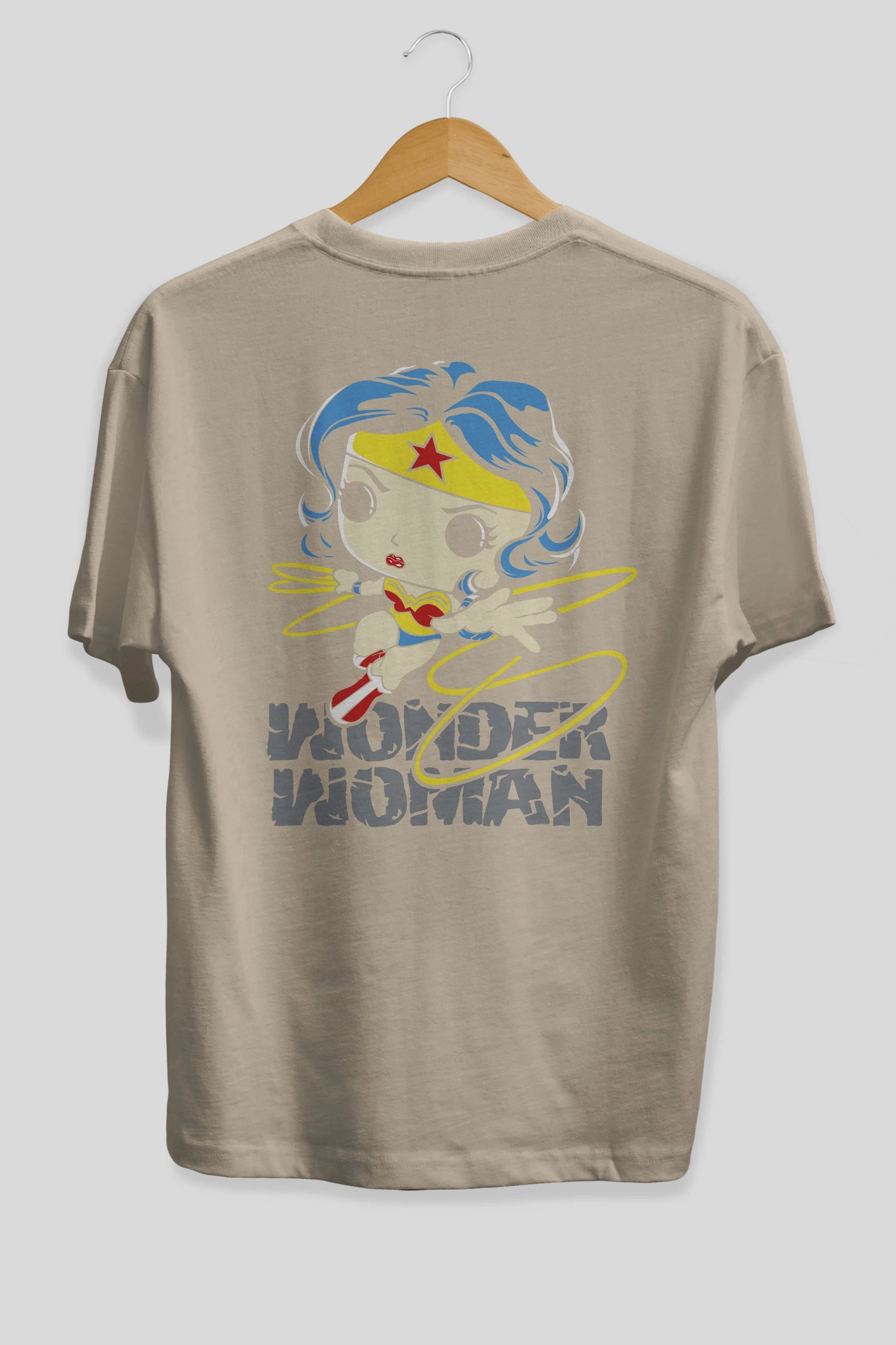 Wonder Woman Arka Baskılı Oversize t-shirt Erkek Kadın Unisex %100 Pamuk Bisiklet Yaka tişort
