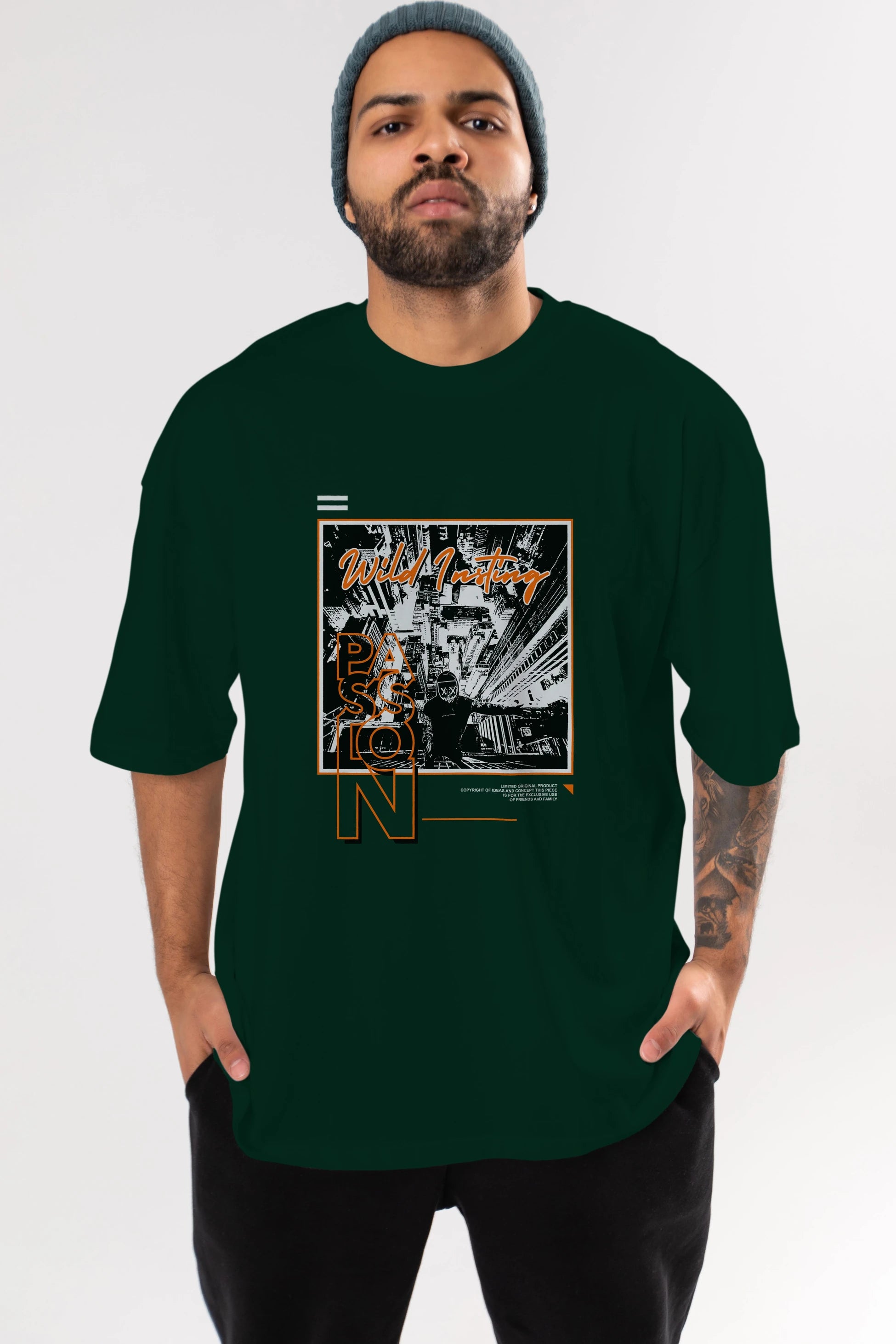 Wild Passion Ön Baskılı Oversize t-shirt Erkek Kadın Unisex