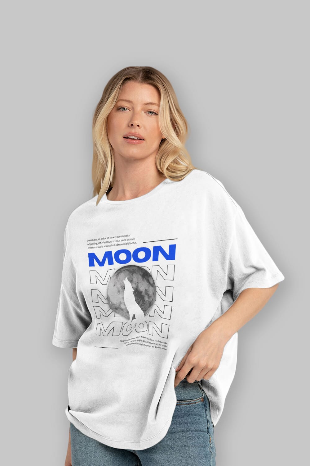 Moon Ön Baskılı Oversize t-shirt Erkek Kadın Unisex